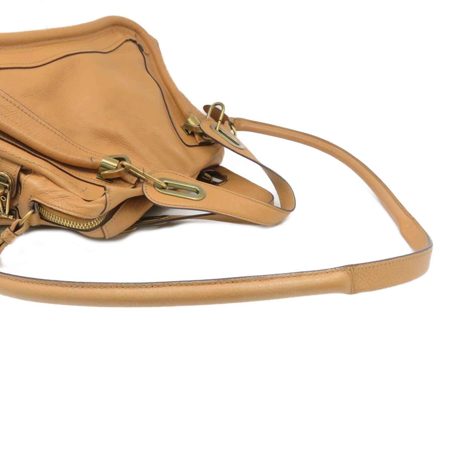 Chloe Leather Paraty Bag Gold Buckle Shoulder Bag Beige