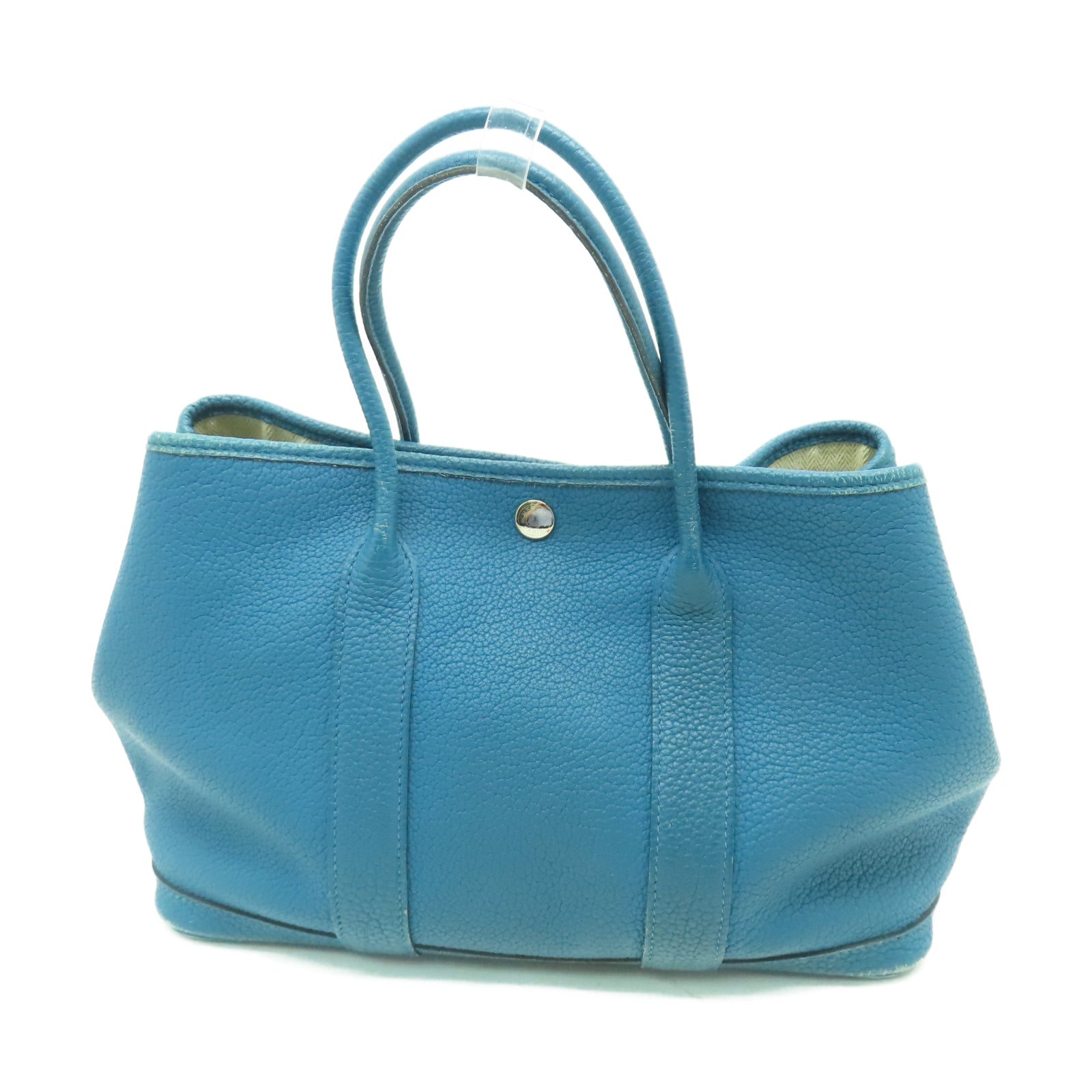 HERMES Country皮革GardenParty PM銀扣手挽袋