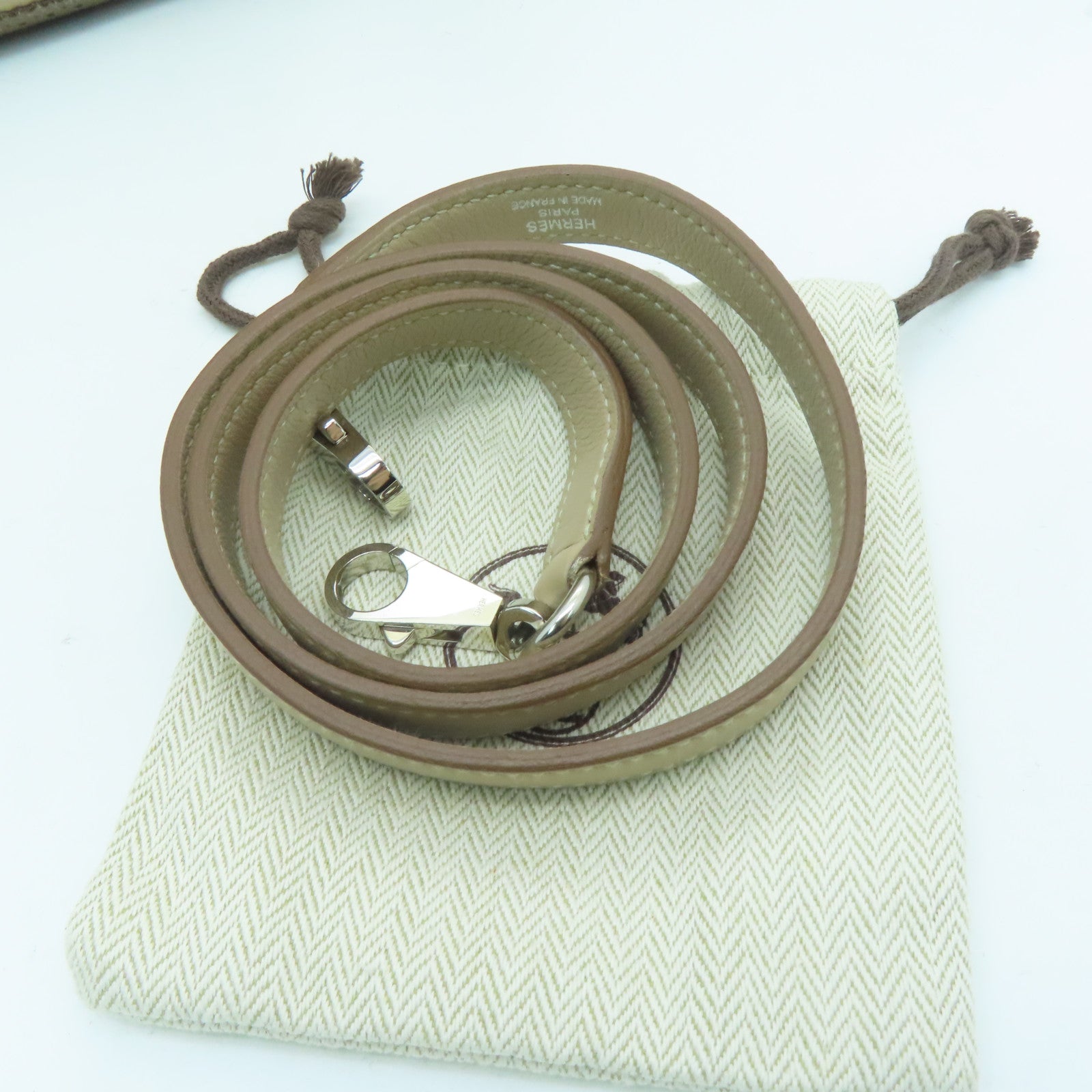 HERMES Swift皮革Ghillies Kelly 35银扣手挽肩背两用袋Argile/Etoupe粘土色/大象灰