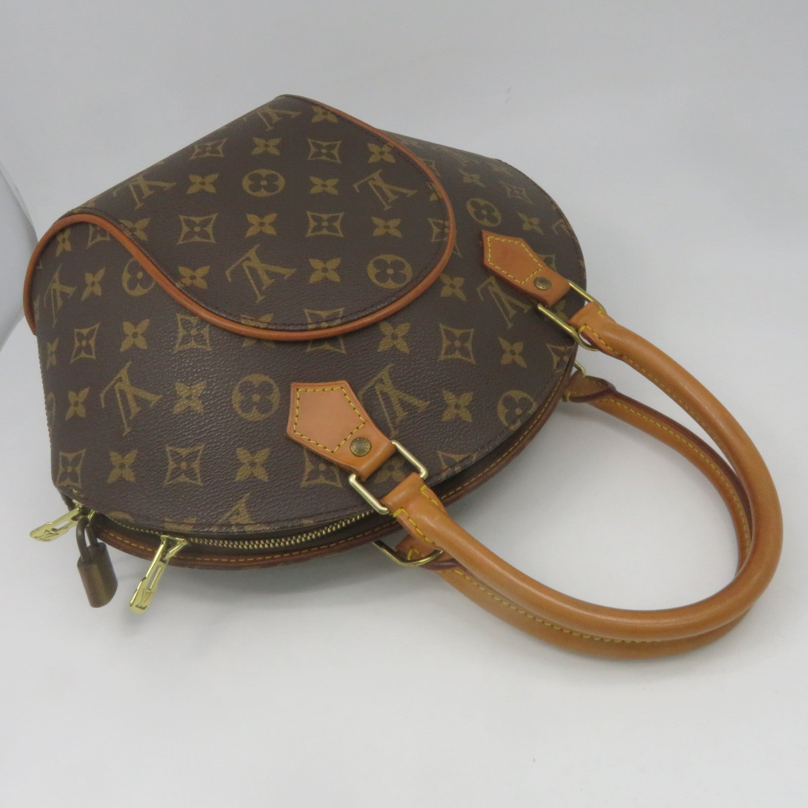 LOUIS VUITTON Monogram Elipse金扣手挽袋啡色