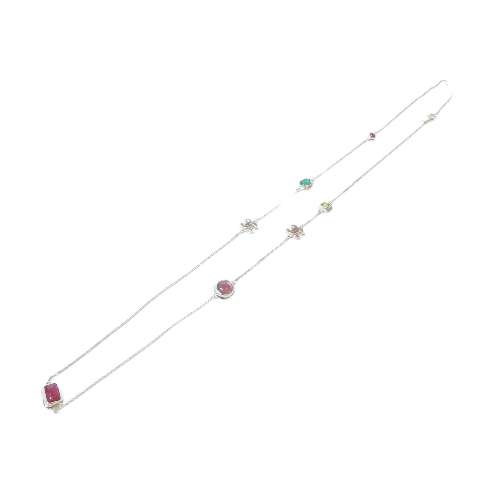 CHANEL 金屬Necklace金扣項鍊啡色/綠色/紅色