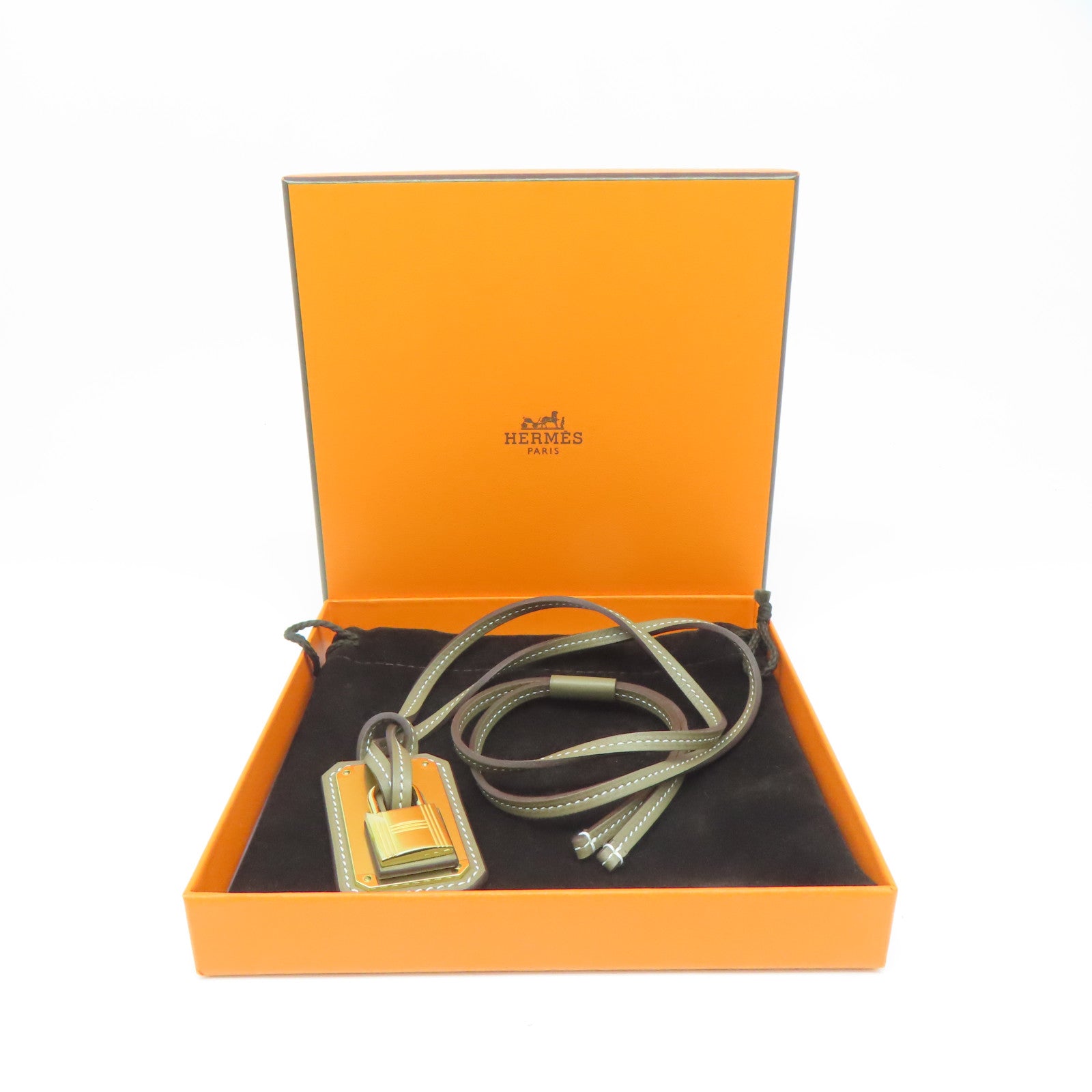 HERMES Swift皮革Necklace项链Etoupe啡色