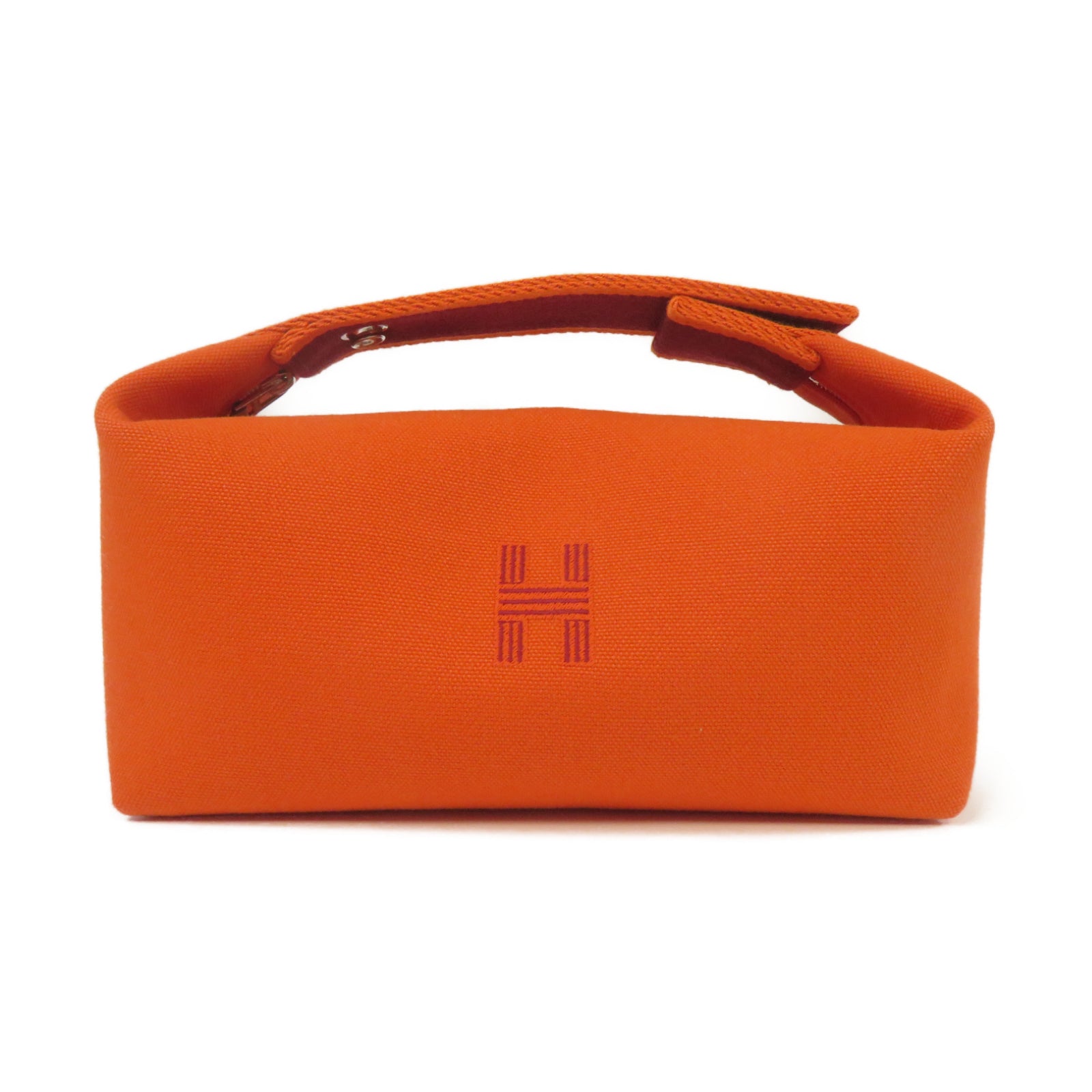 HERMES 帆布Bride A Brac銀扣手挽袋橙色