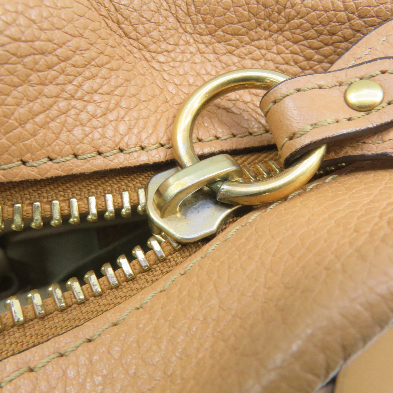 Chloe Leather Paraty Bag Gold Buckle Shoulder Bag Beige