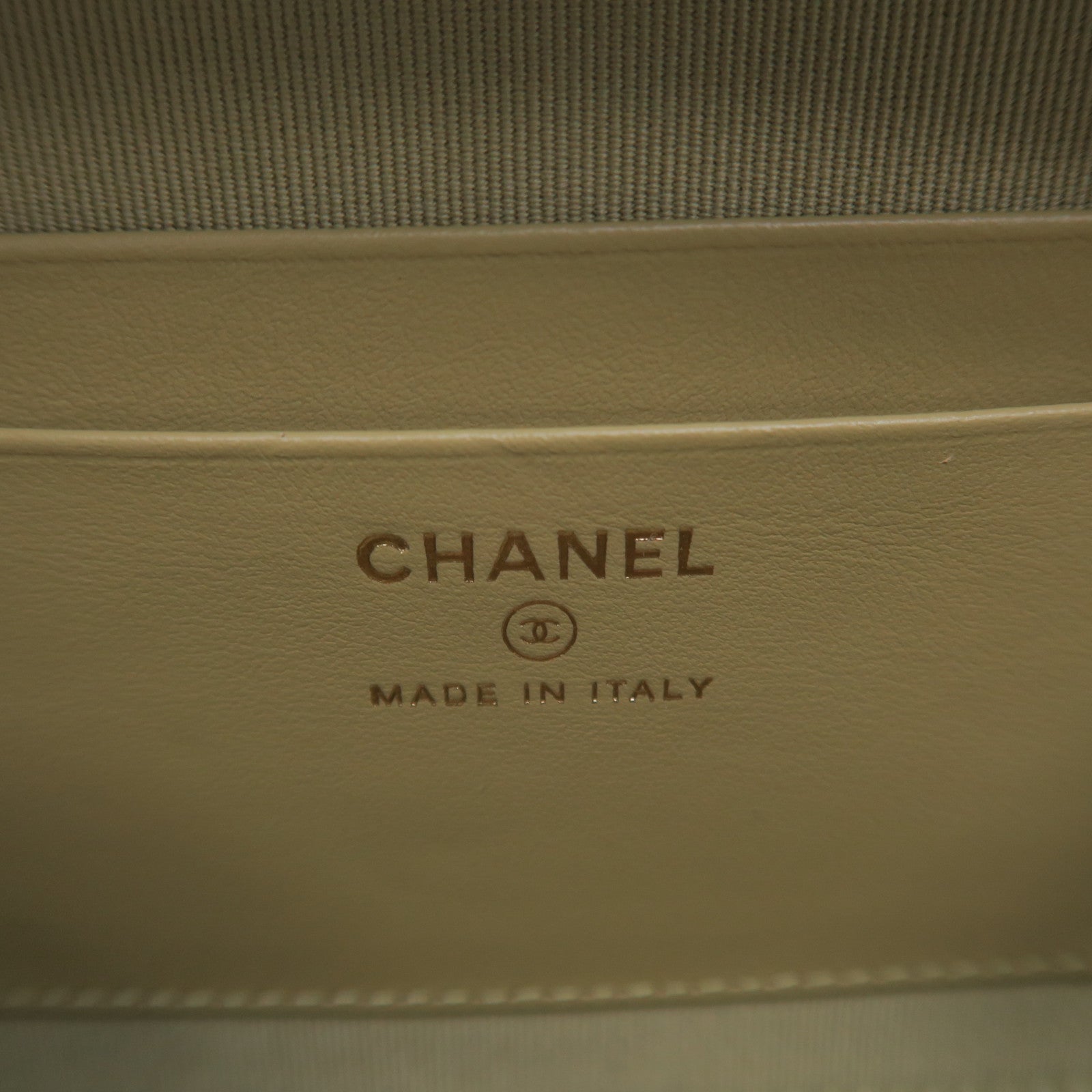 CHANEL 菱格Caviar皮革Chain Shoulder金扣鏈帶肩背袋啡黃色