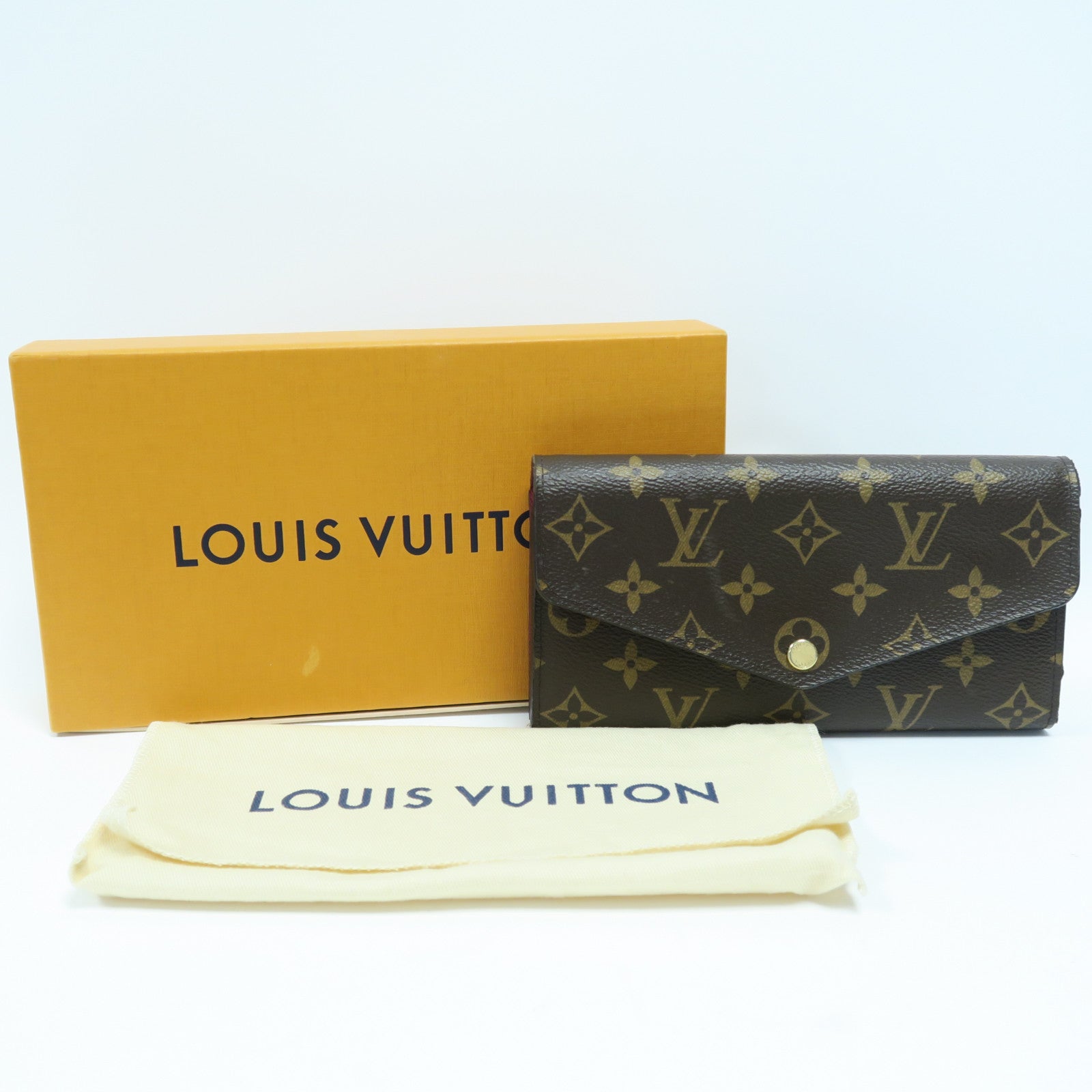 LOUIS VUITTON Monogram Sarah Long Wallet金扣長錢包啡色
