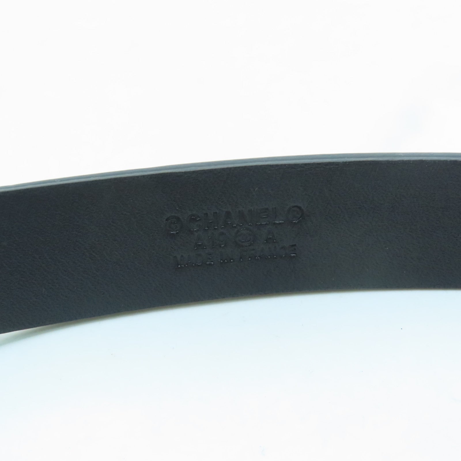 CHANEL Cowhide Leather Belt Gold Buckle Belt Black