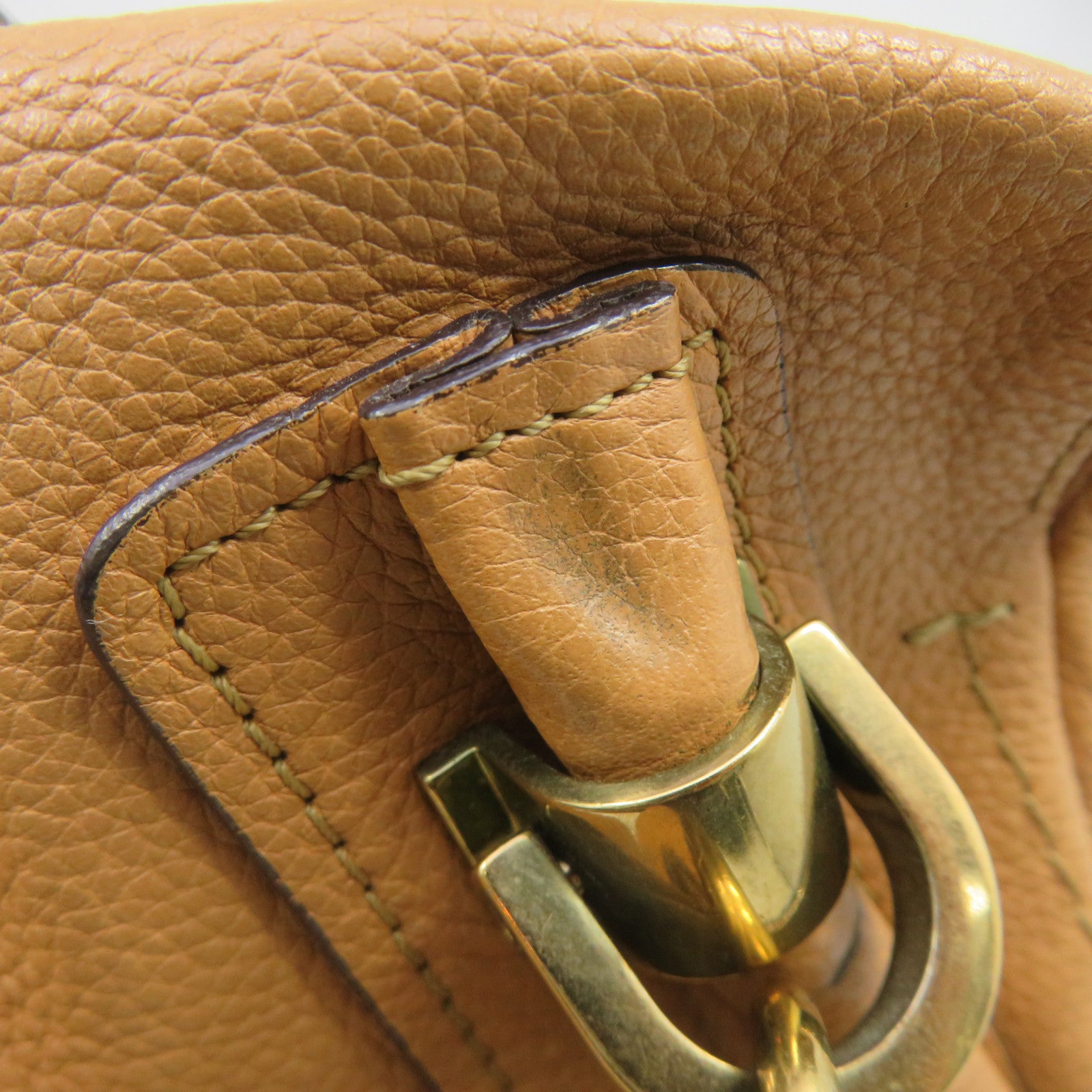 Chloe Leather Paraty Bag Gold Buckle Shoulder Bag Beige