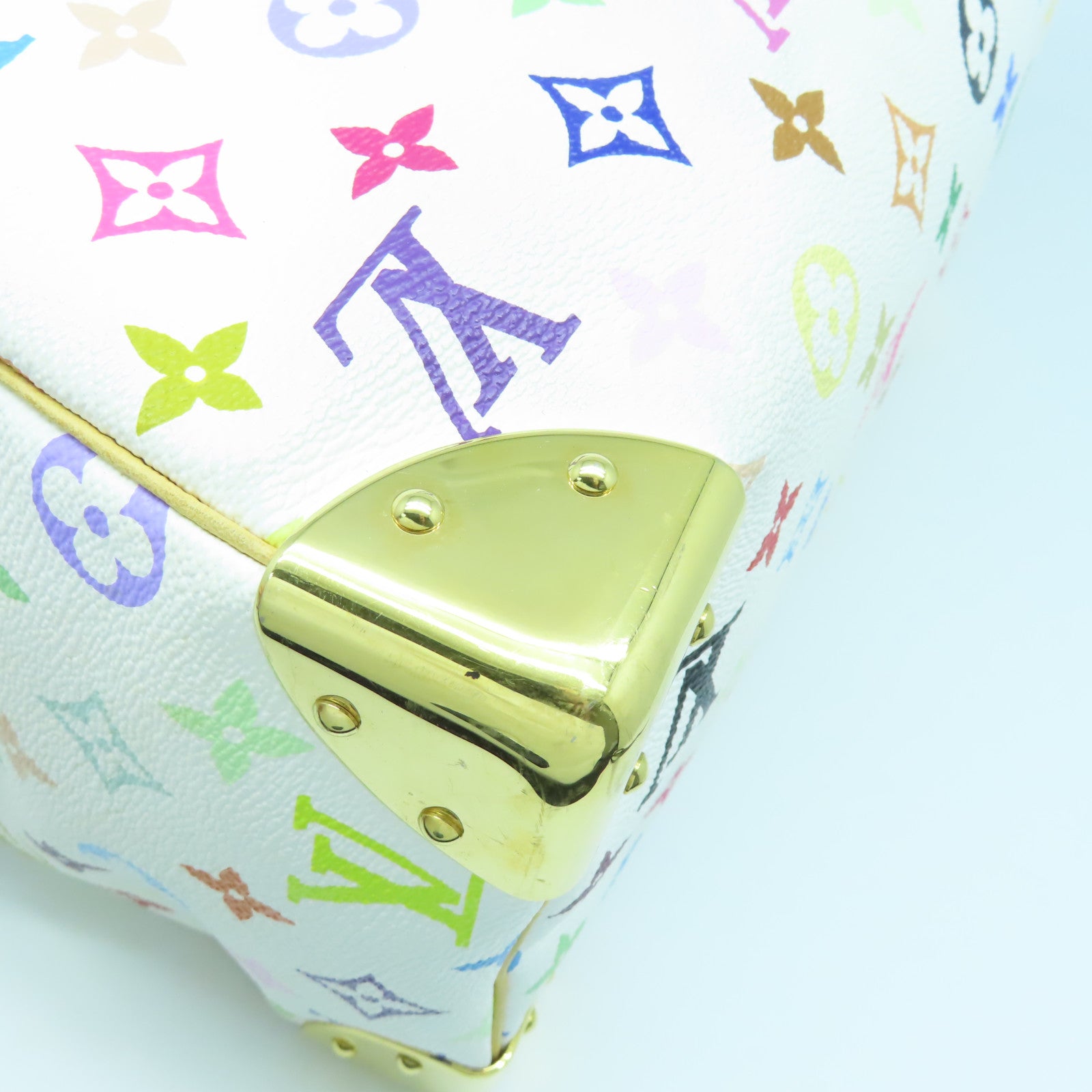 LOUIS VUITTON Monogram Multicolore Speedy 30金扣手挽袋白色