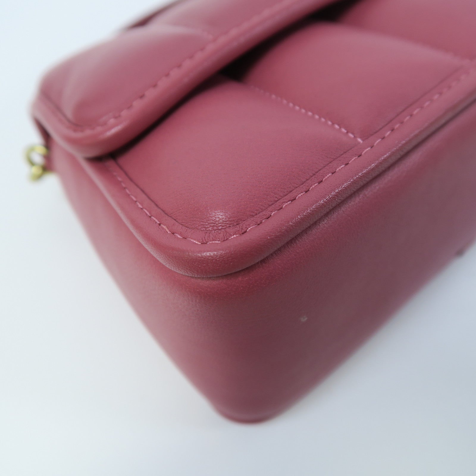 COACH 羊皮皮革Turnlock Clutch 20 Chain Shoulder金扣手挽肩背兩用袋粉紅色