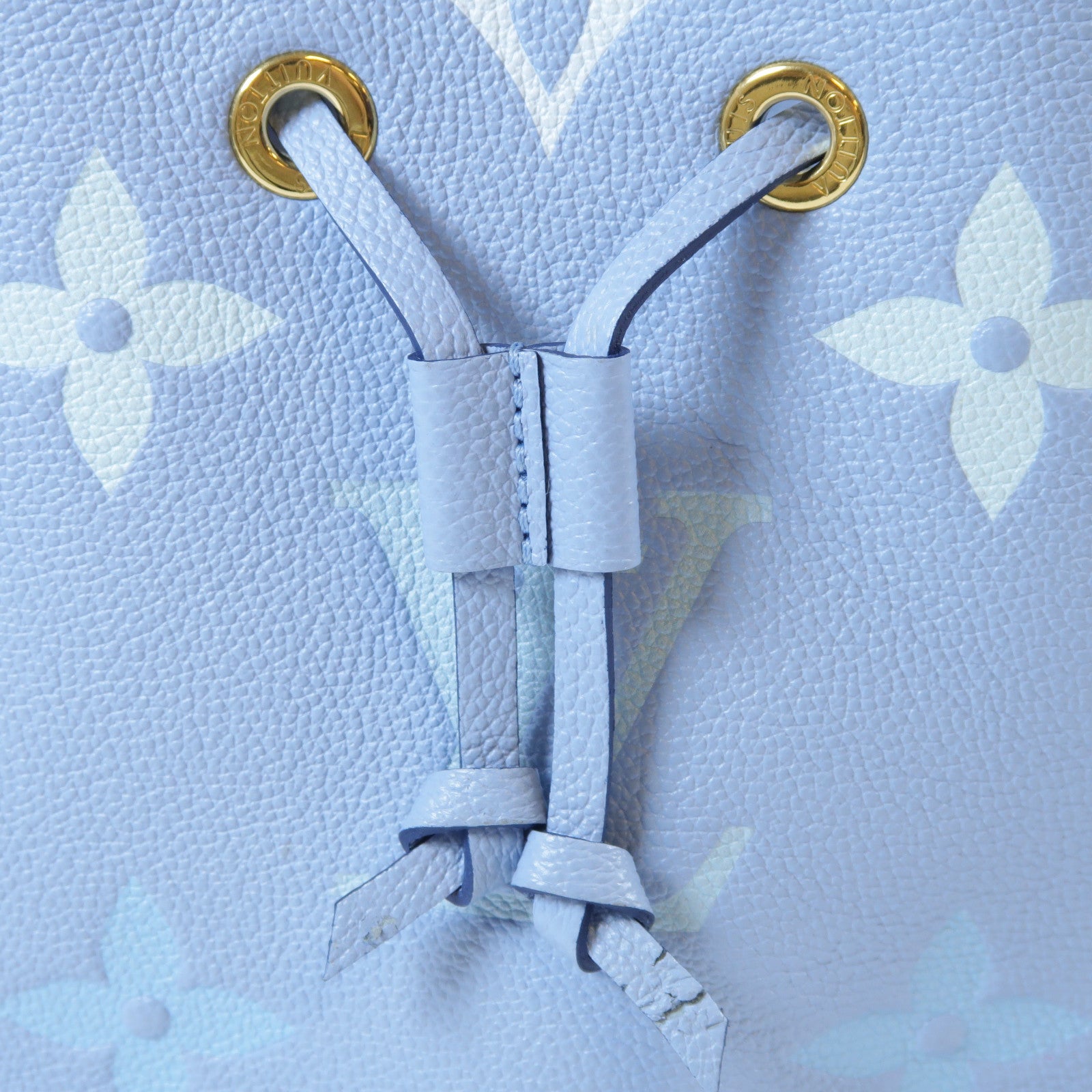 LOUIS VUITTON Monogram Empreinte NeoNoe BB金扣手挽肩背兩用袋夏日藍色