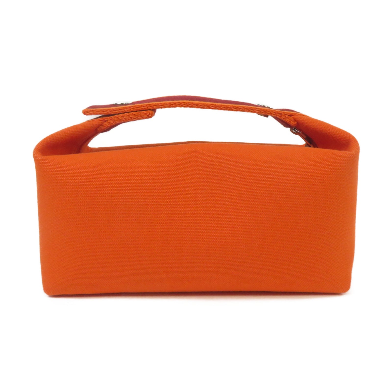 HERMES 帆布Bride A Brac銀扣手挽袋橙色