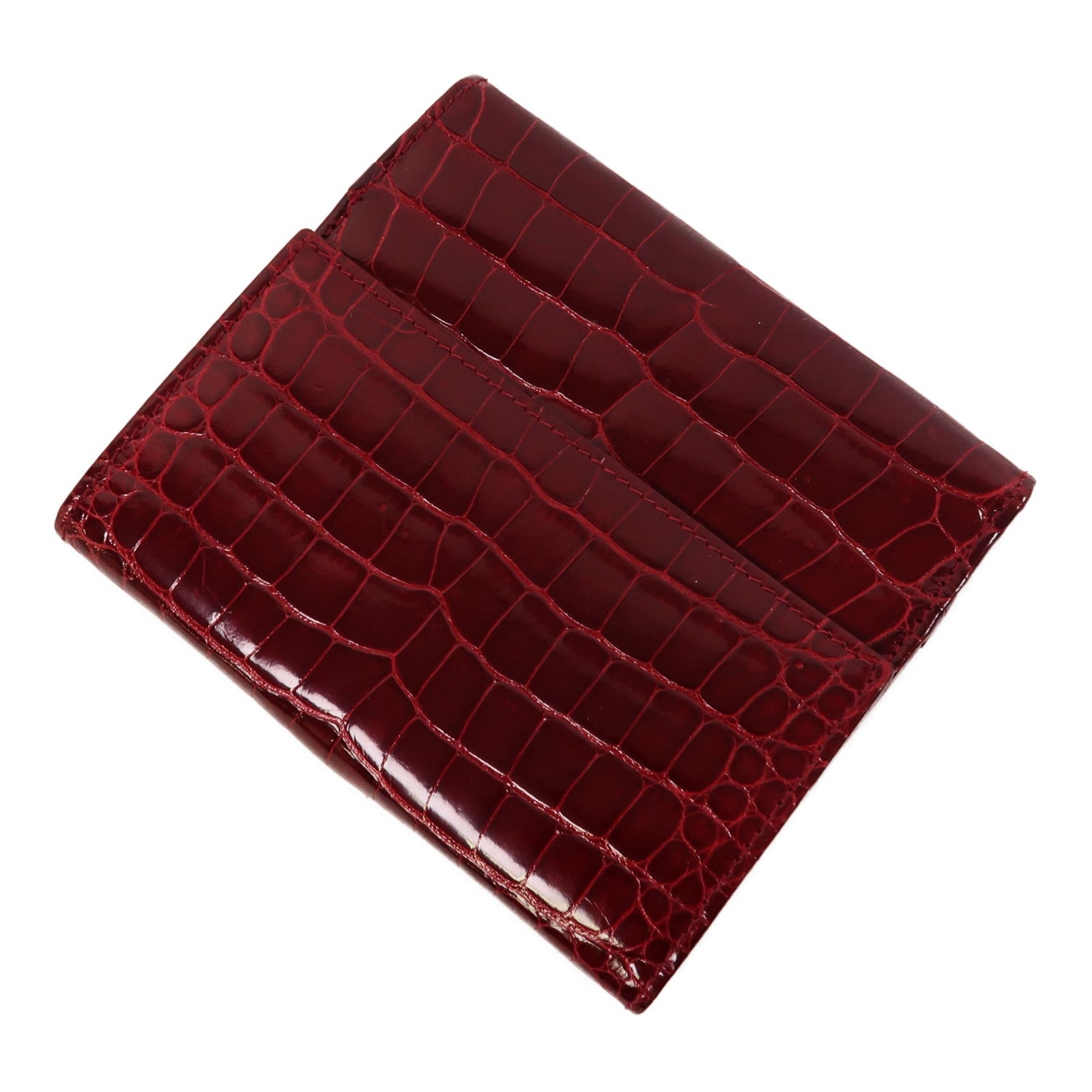 GUCCI 鱷魚皮革Wallet銀扣錢包紅色