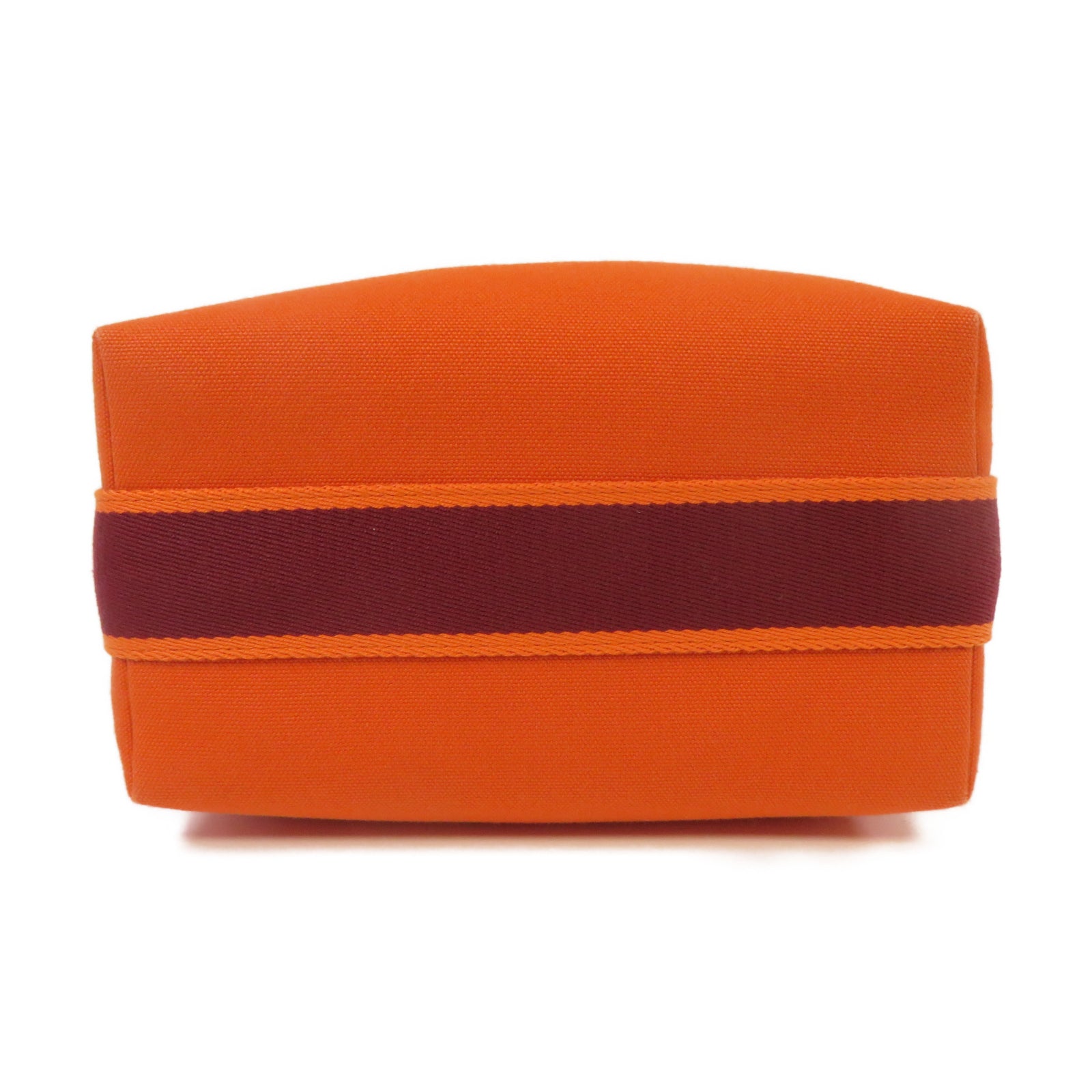 HERMES 帆布Bride A Brac銀扣手挽袋橙色