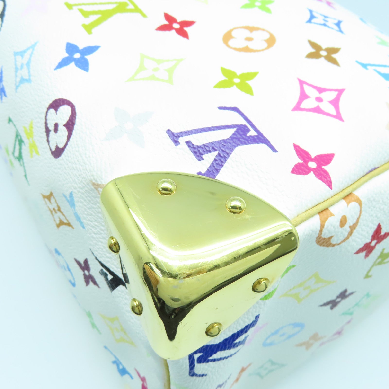 LOUIS VUITTON Monogram Multicolore Speedy 30金扣手挽袋白色