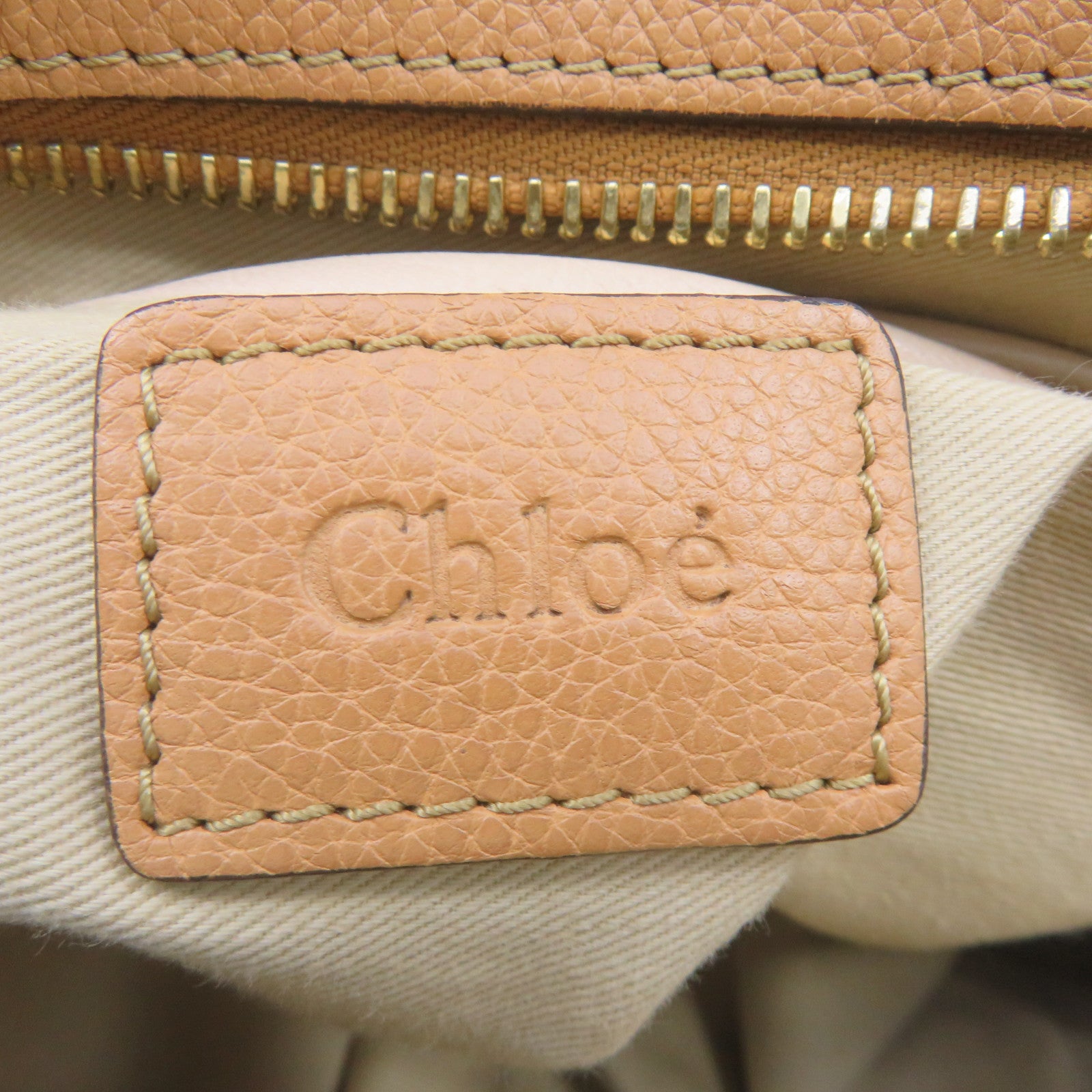 Chloe Leather Paraty Bag Gold Buckle Shoulder Bag Beige