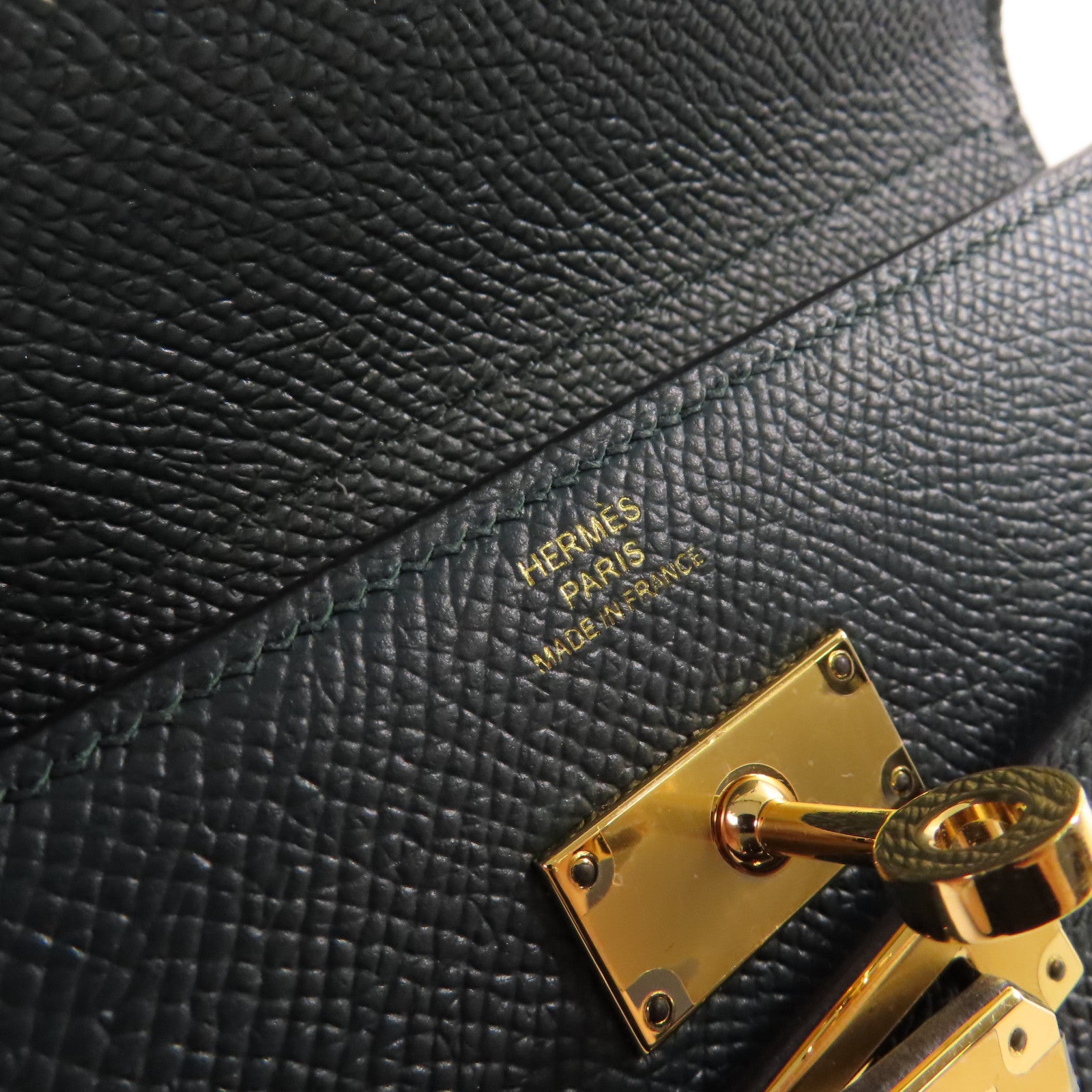 HERMES Epsom皮革Kelly Wallet金扣錢包Vert Jade松柏綠