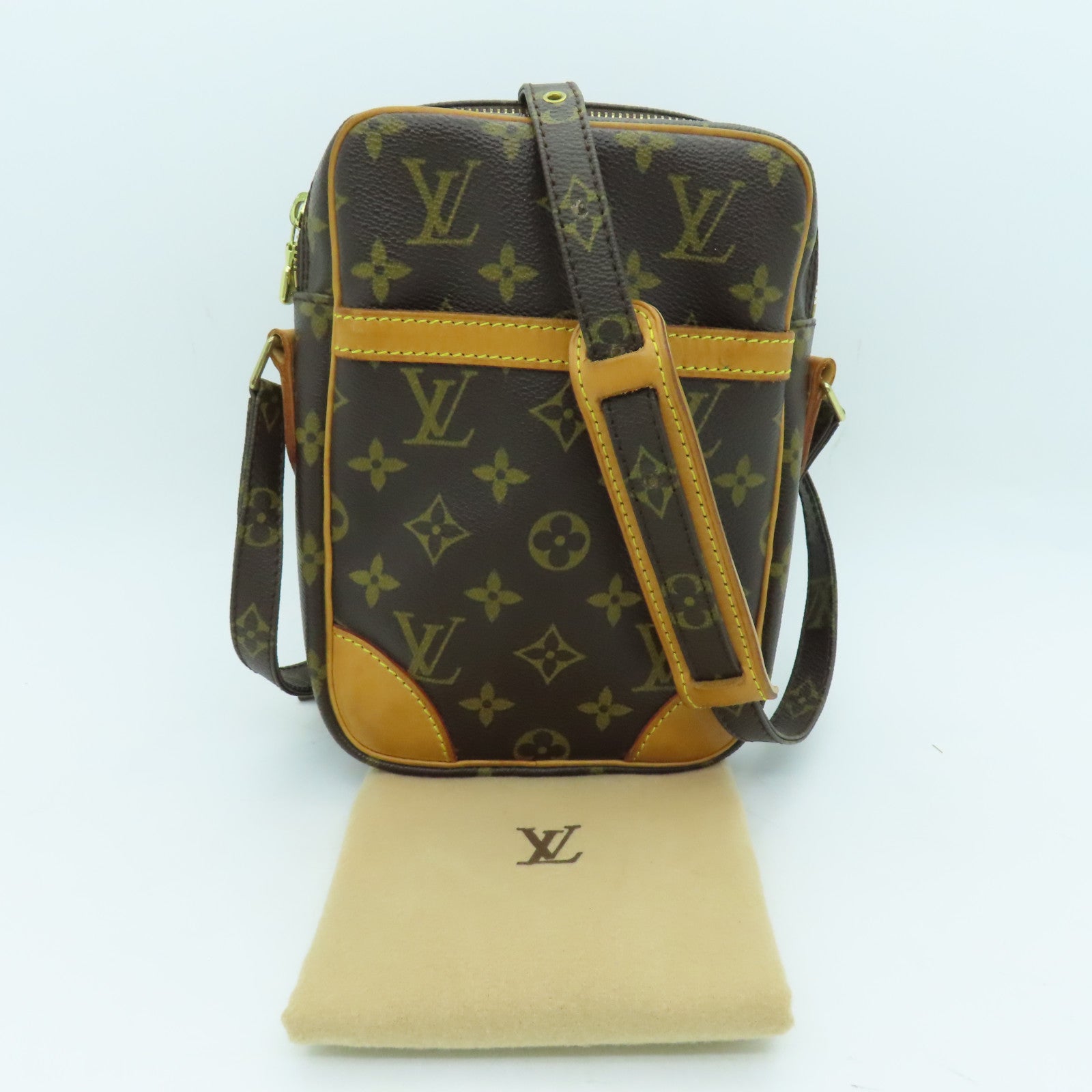 LOUIS VUITTON Monogram Danube Gold Buckle Shoulder Bag Brown