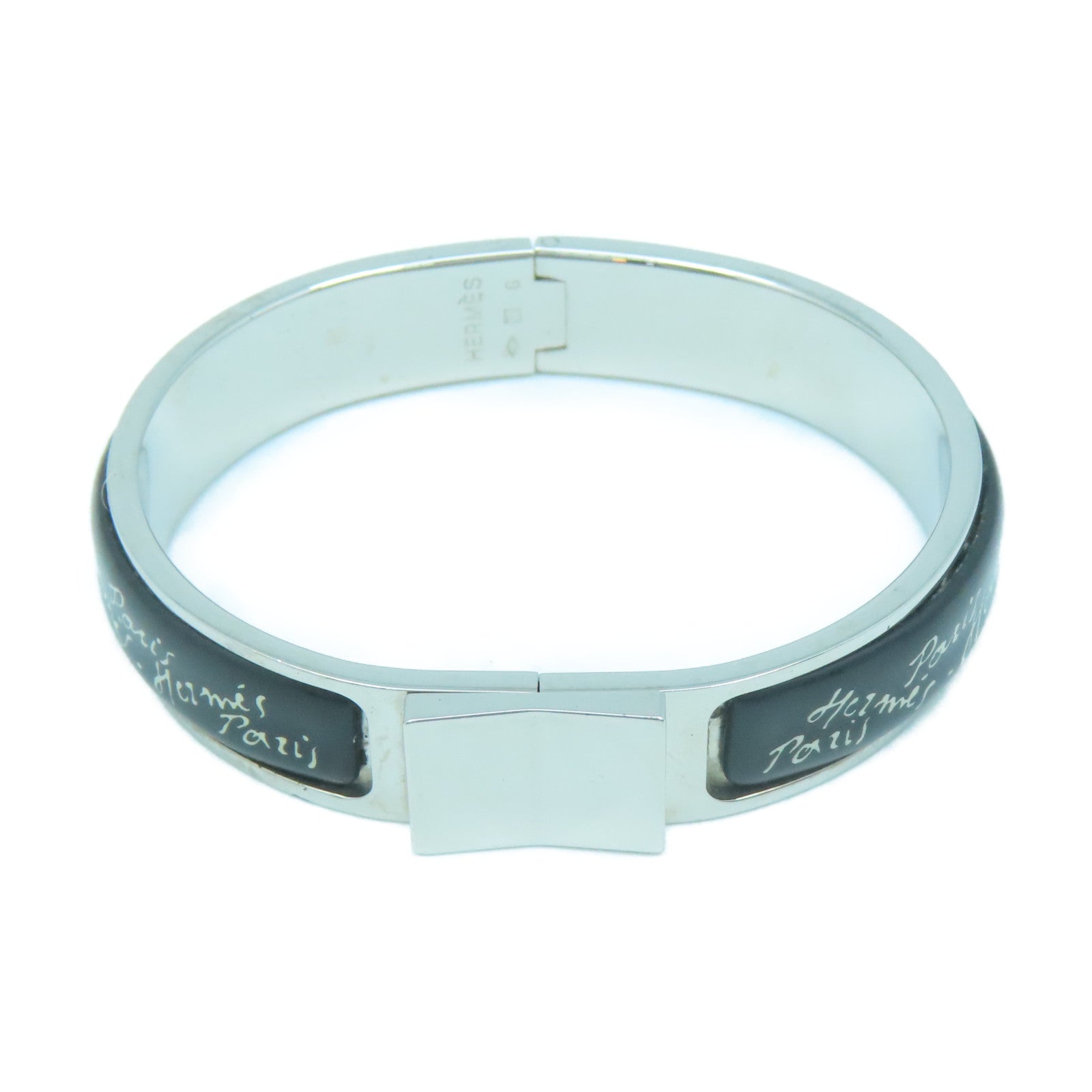 HERMES Metal Bangle Bangle Black Silver