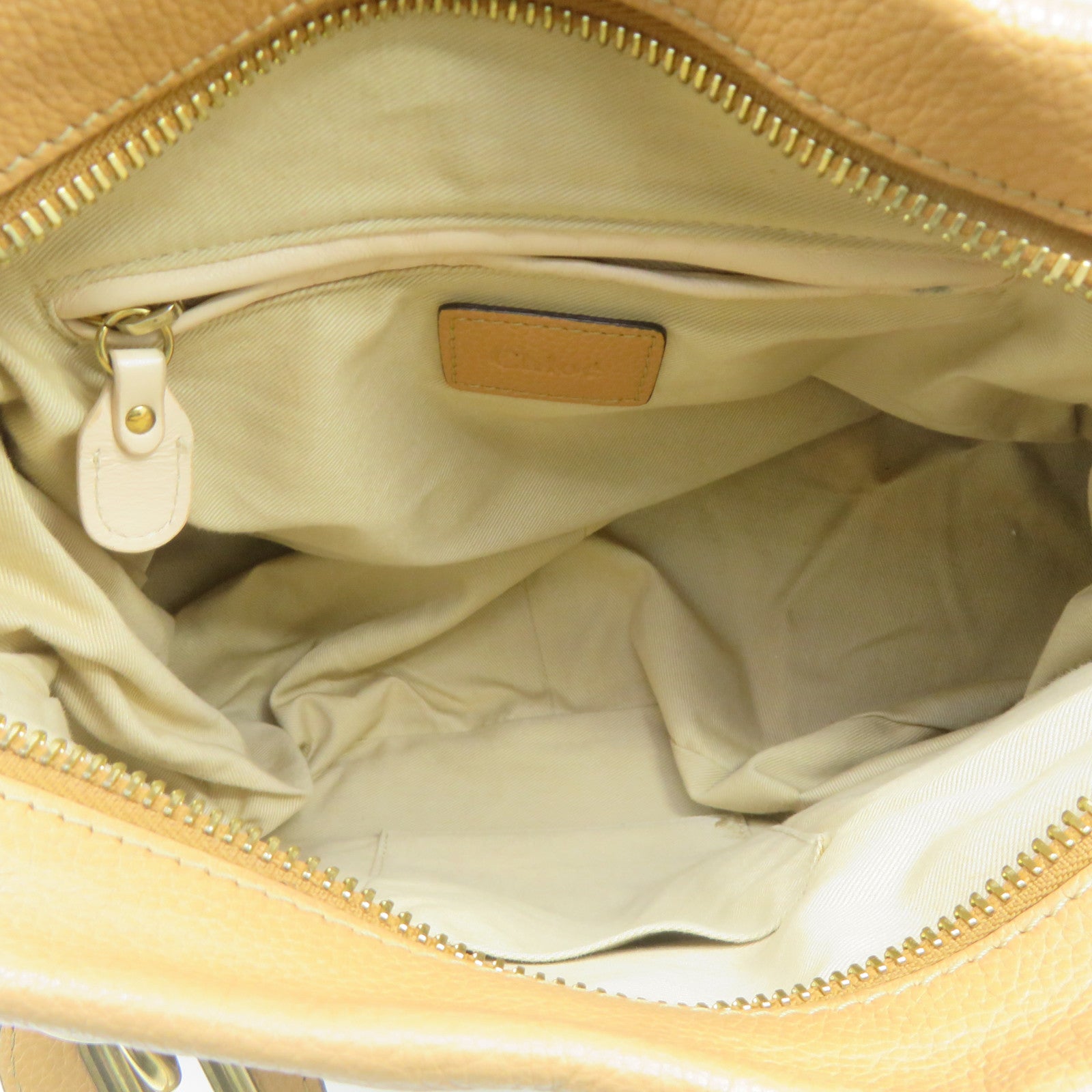 Chloe Leather Paraty Bag Gold Buckle Shoulder Bag Beige