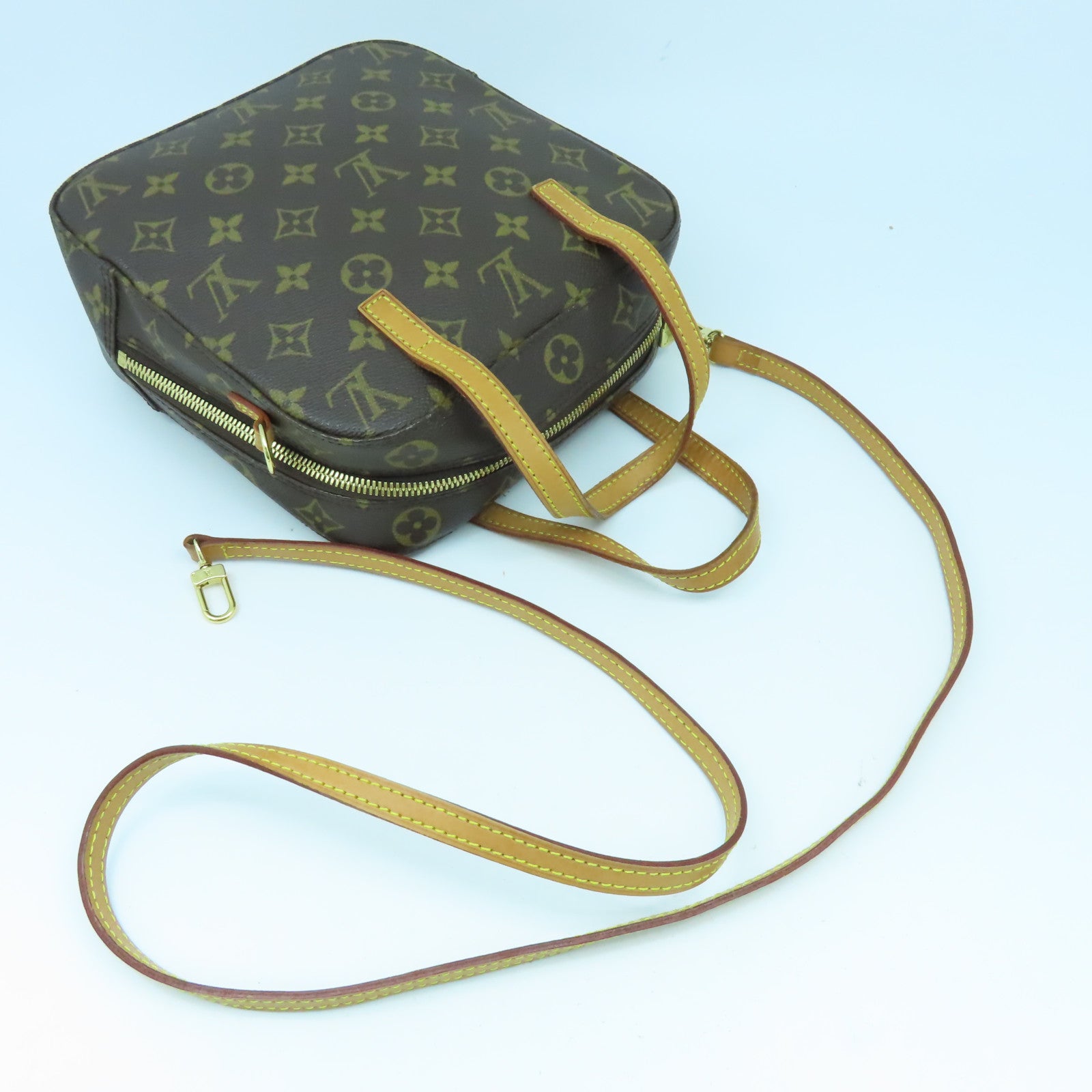 LOUIS VUITTON Monogram Spontini金扣手挽肩背兩用袋啡色