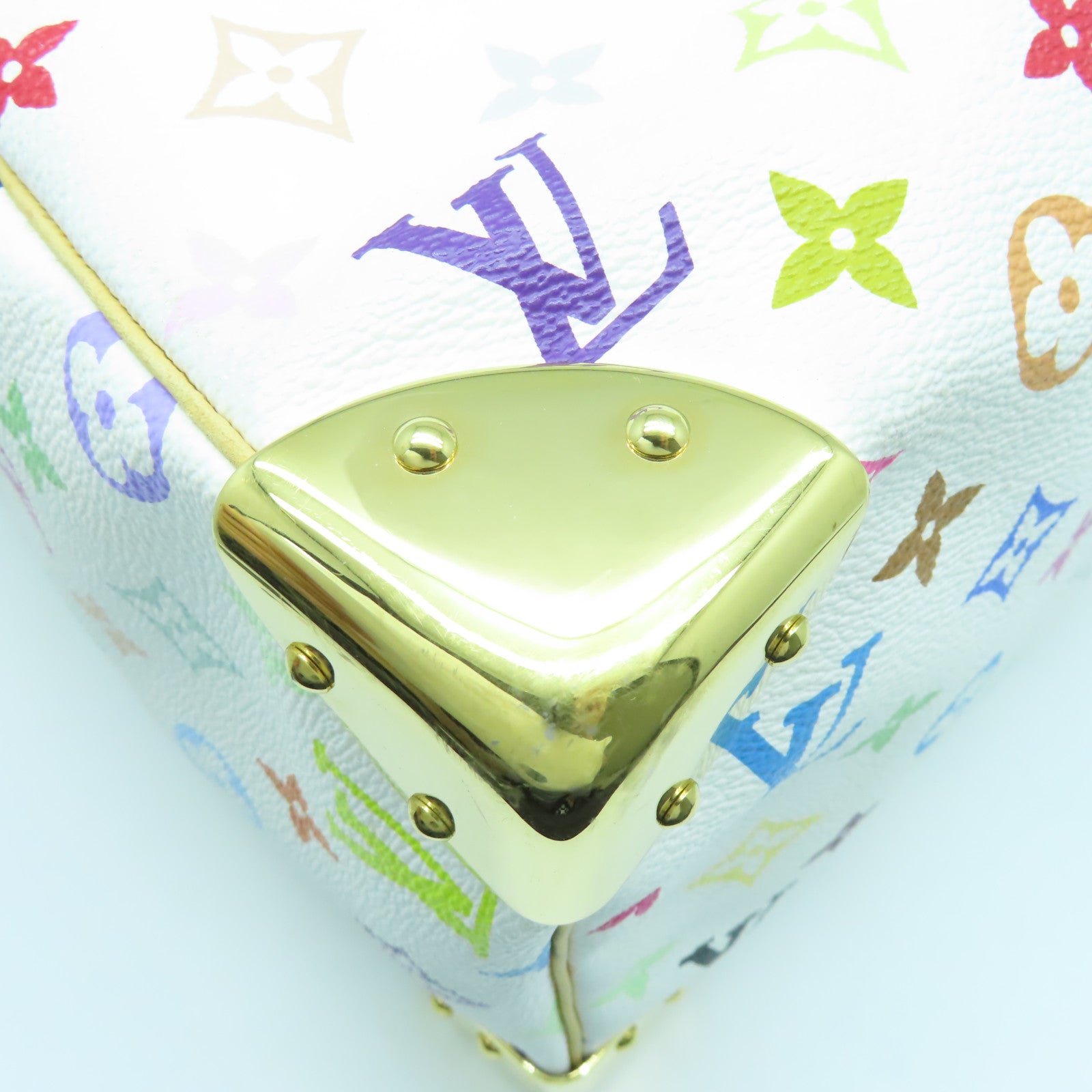 LOUIS VUITTON Monogram Multicolore Speedy 30金扣手挽袋白色