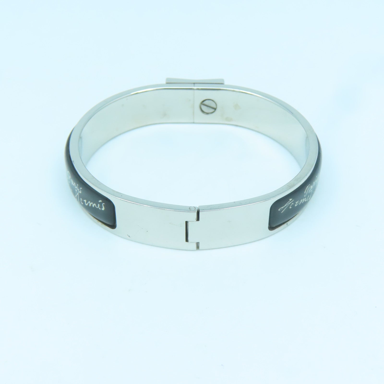 HERMES Metal Bangle Bangle Black Silver