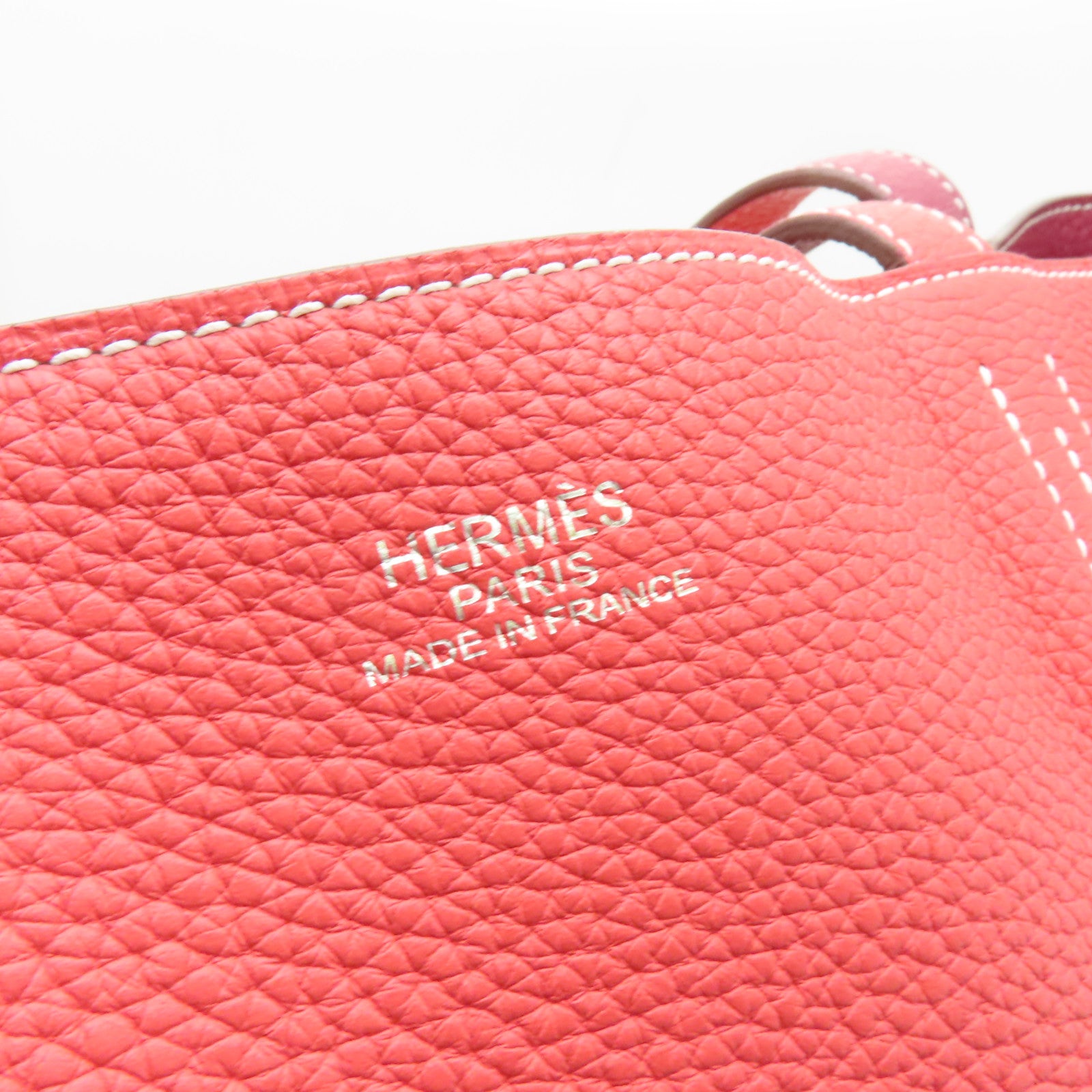 HERMES Clemence皮革Double Sens手挽袋Rubis/Bougainvillea紅色/酒紅色