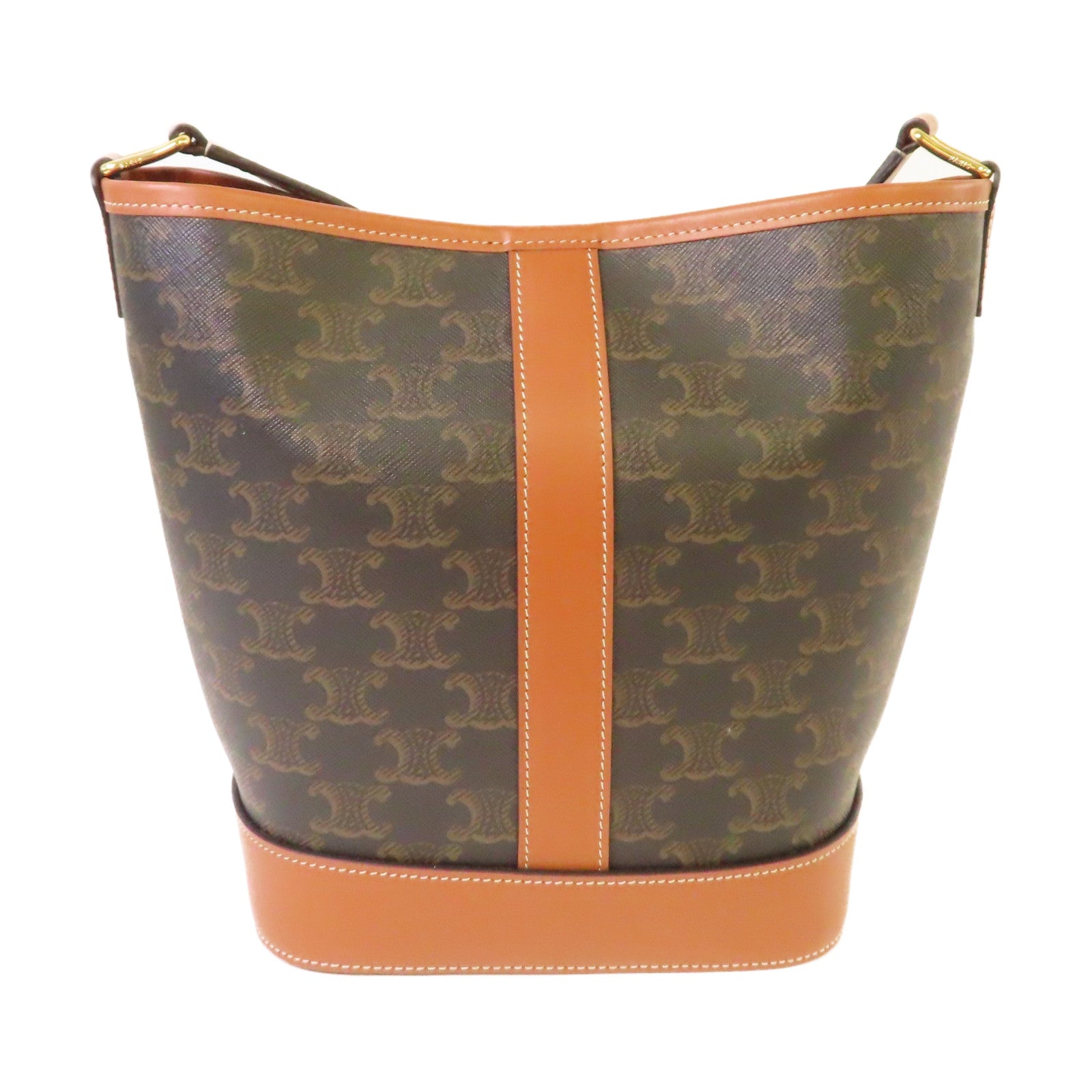 CELINE Triomphe帆布Small Bucket Shoulder Bag金扣肩背袋啡色