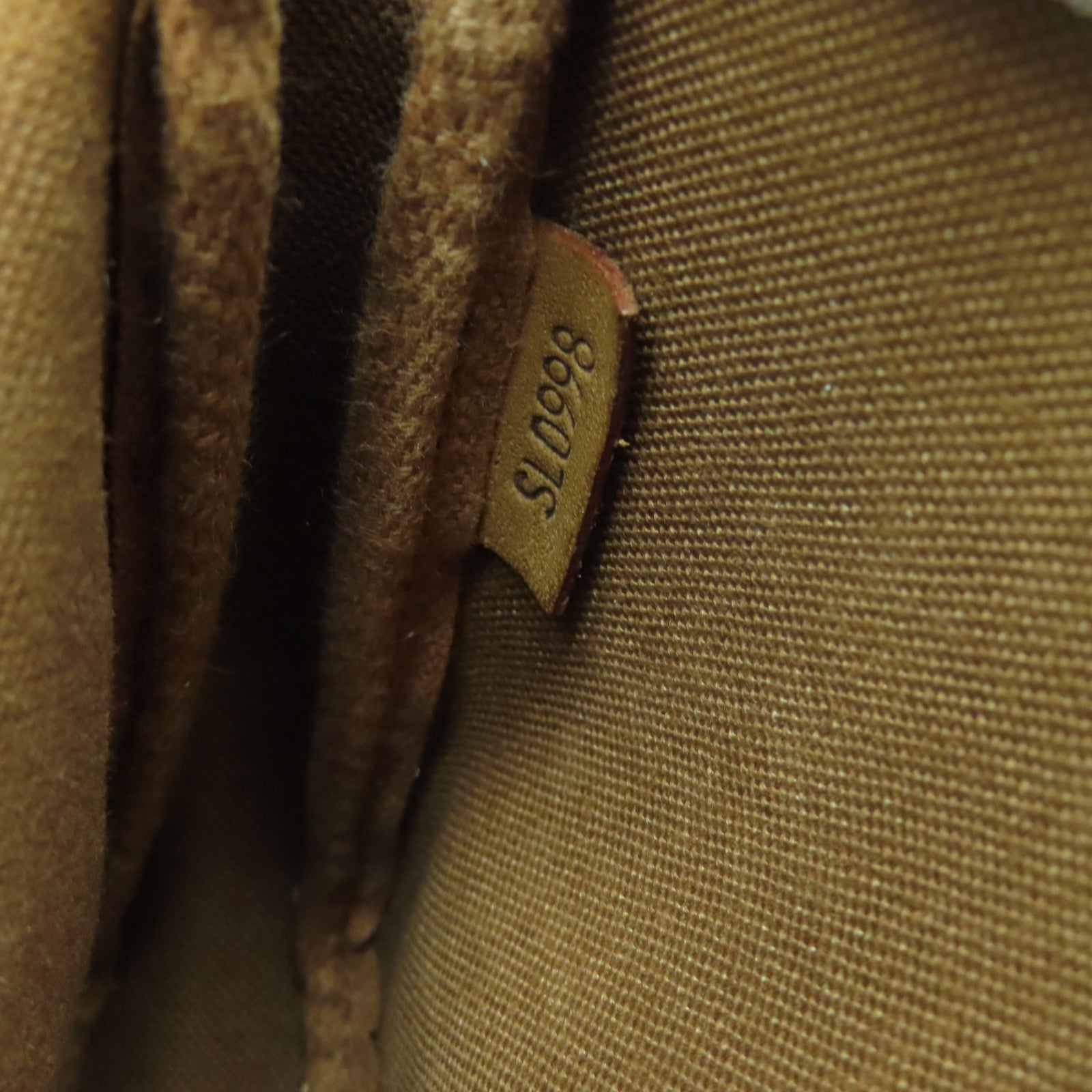 LOUIS VUITTON Monogram Pochette Accessories gold buckle handle bag brown