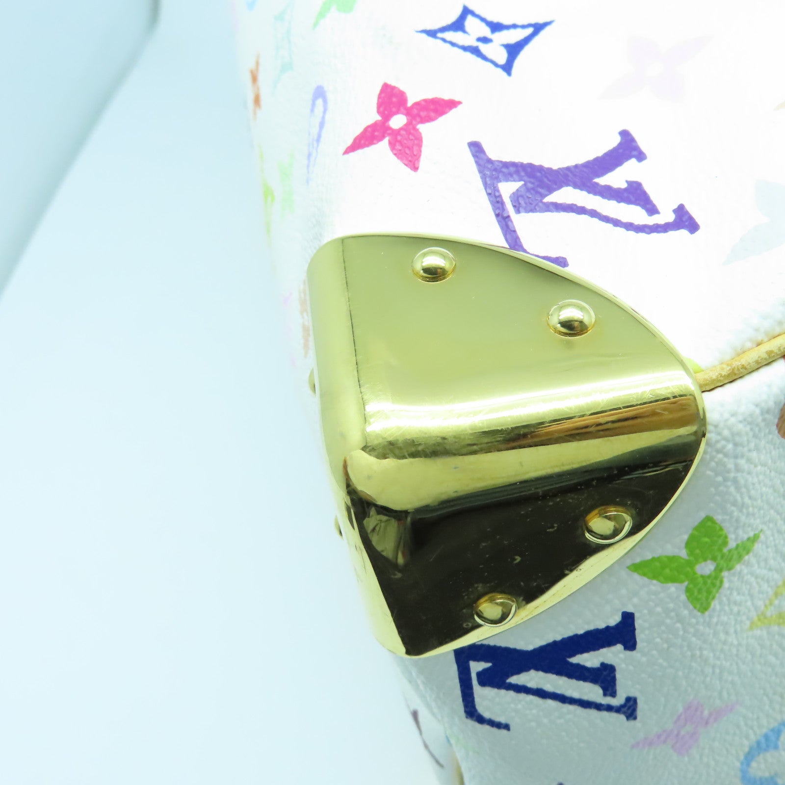 LOUIS VUITTON Monogram Multicolore Speedy 30金扣手挽袋白色