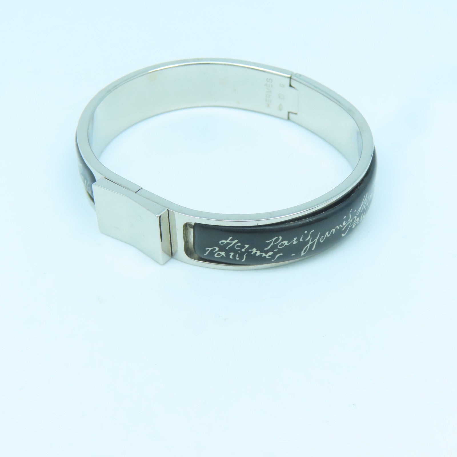 HERMES Metal Bangle Bangle Black Silver