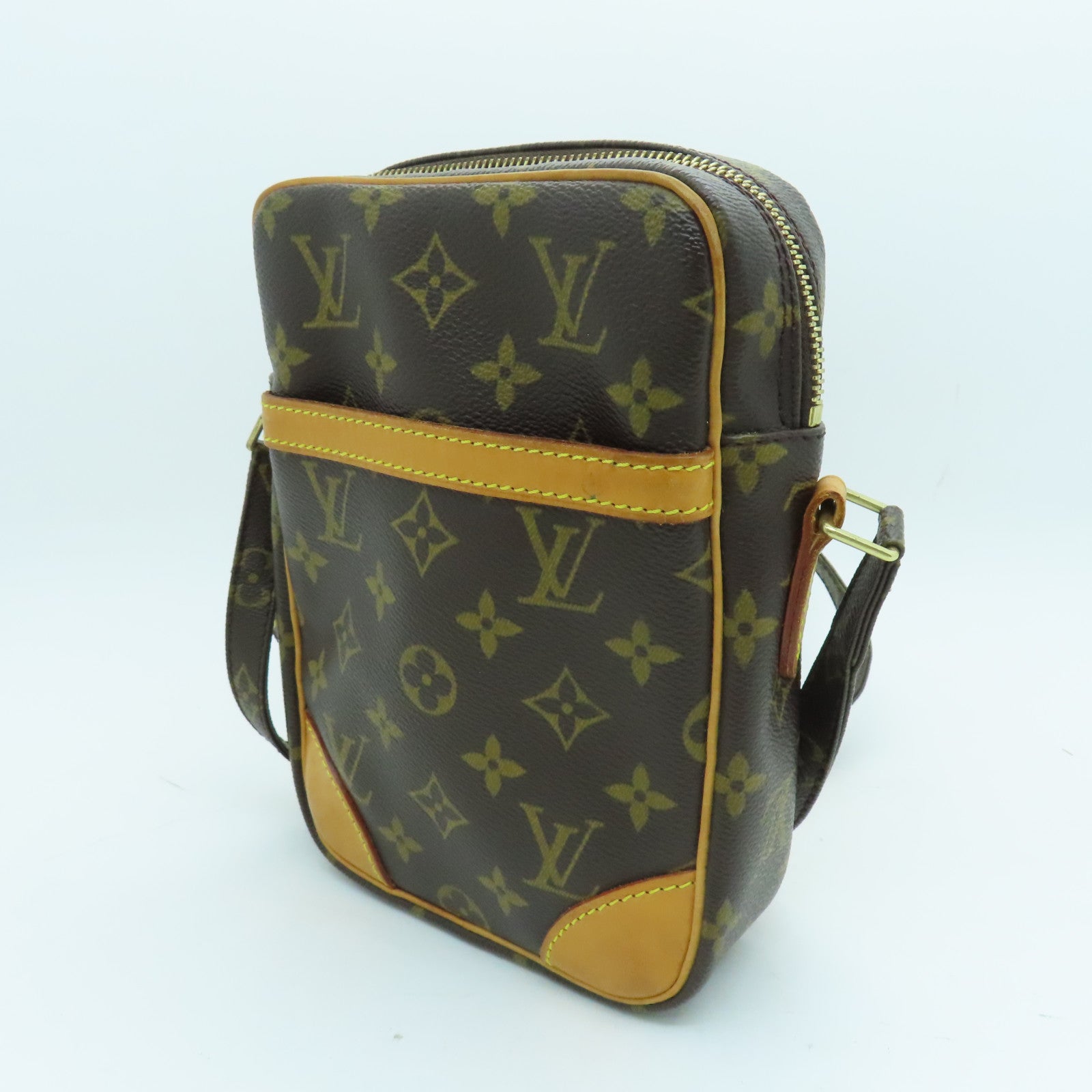 LOUIS VUITTON Monogram Danube Gold Buckle Shoulder Bag Brown