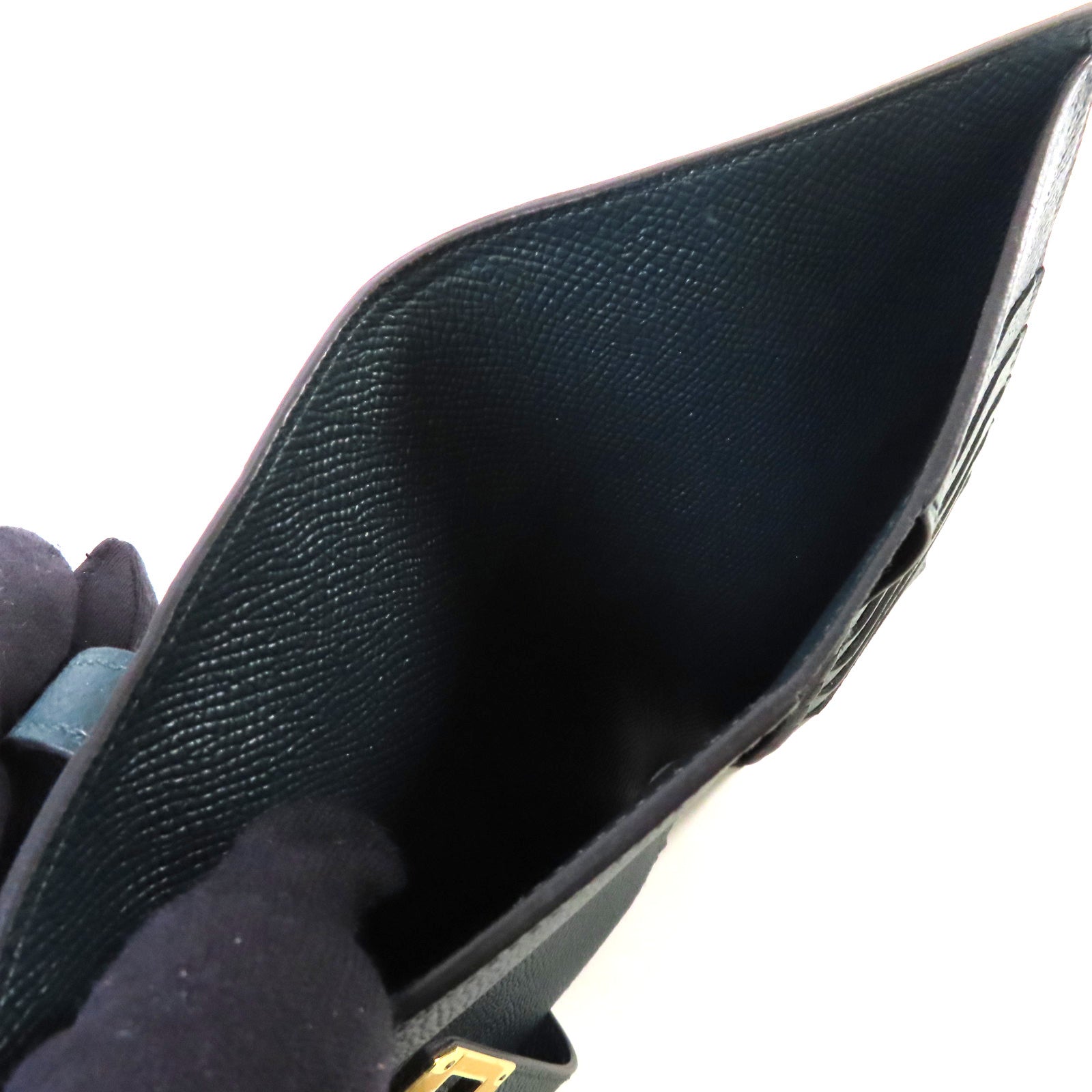 HERMES Epsom皮革Kelly Wallet金扣錢包Vert Jade松柏綠
