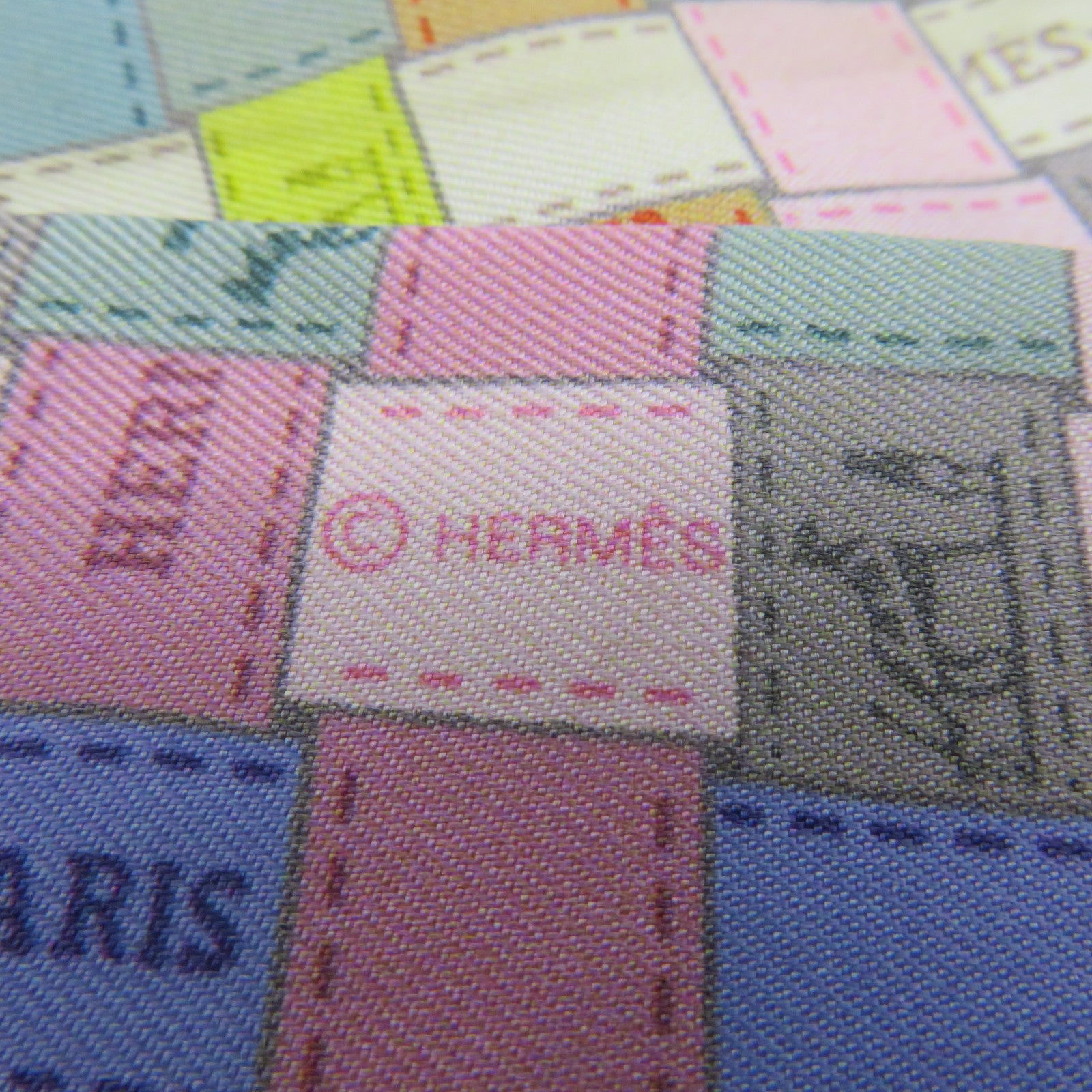 HERMES 絲質Twilly絲巾灰色/藍色/粉紅色