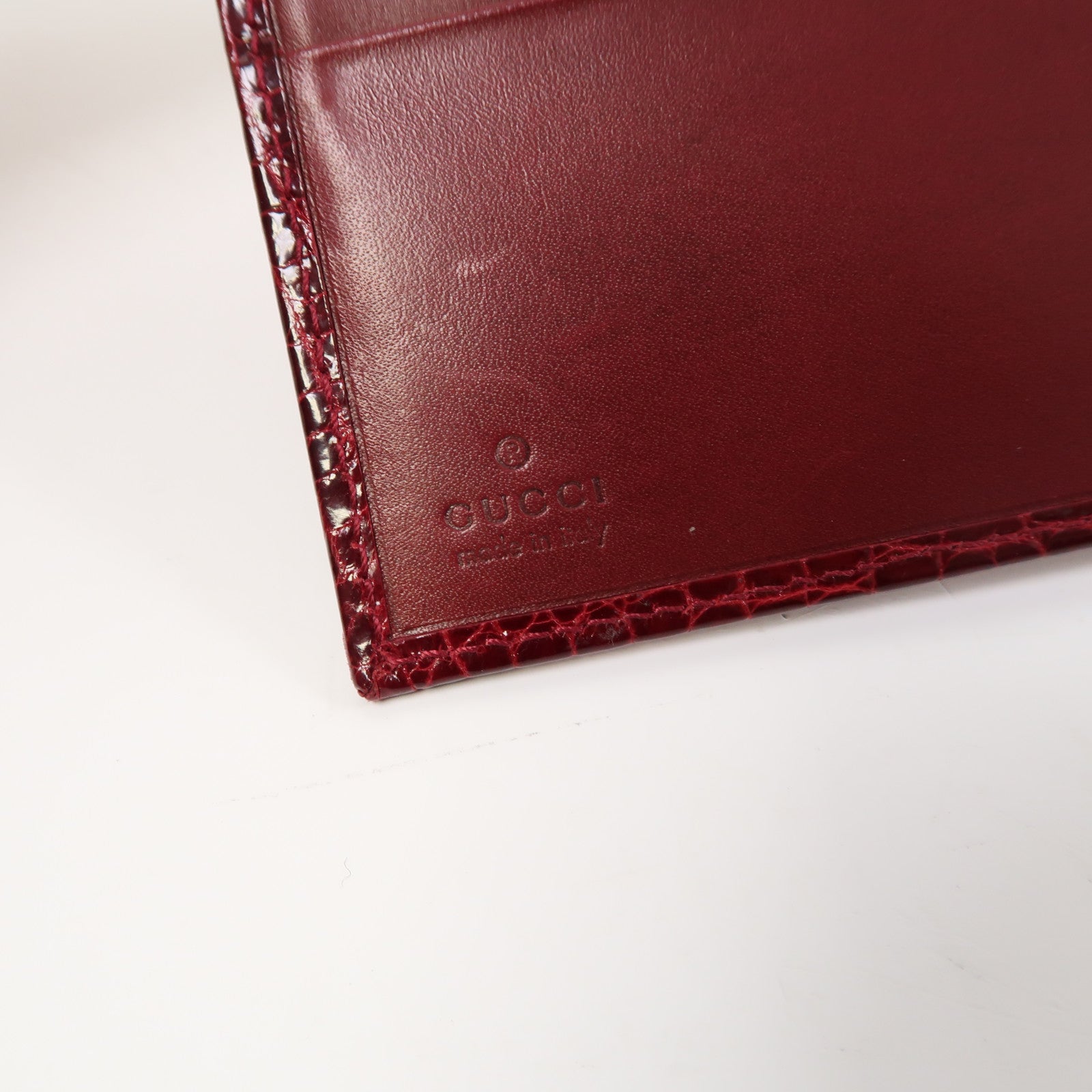 GUCCI 鱷魚皮革Wallet銀扣錢包紅色