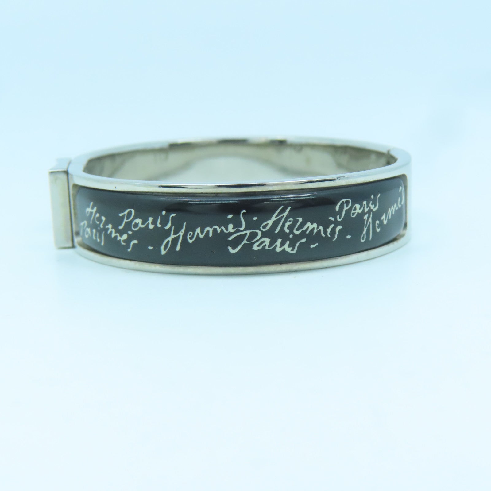 HERMES Metal Bangle Bangle Black Silver