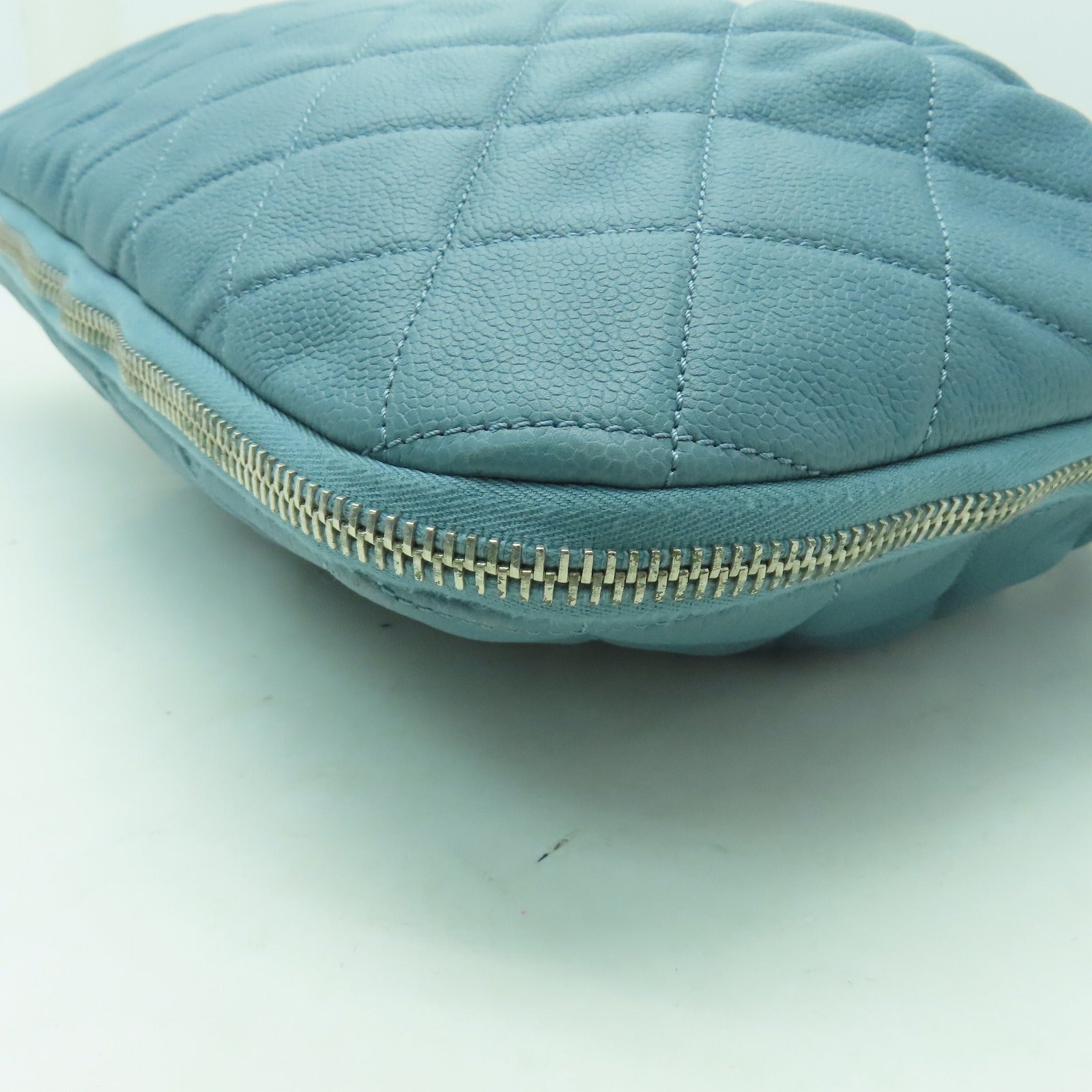 CHANEL 菱格牛皮皮革Shoulder Bag銀扣肩背袋藍色