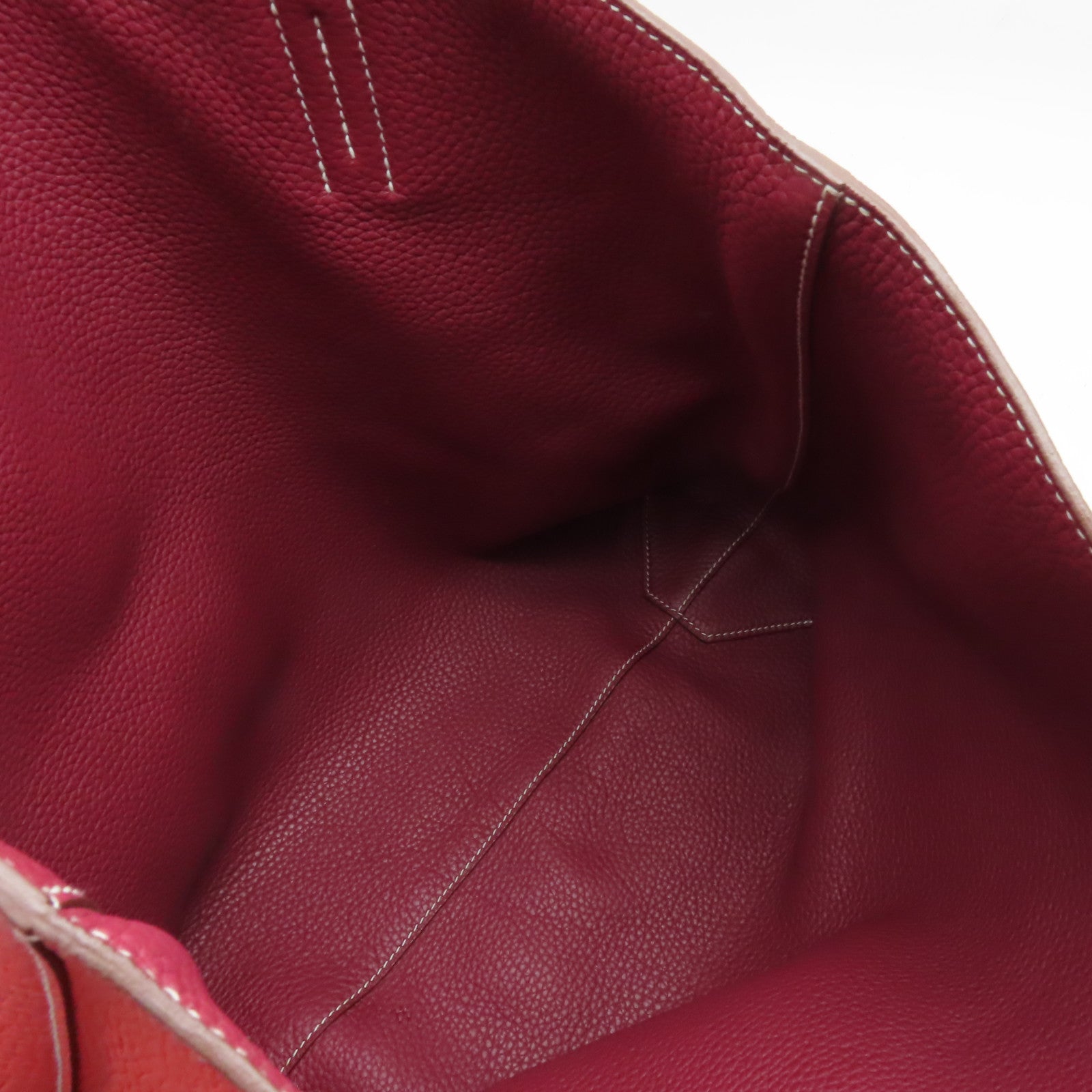 HERMES Clemence皮革Double Sens手挽袋Rubis/Bougainvillea紅色/酒紅色