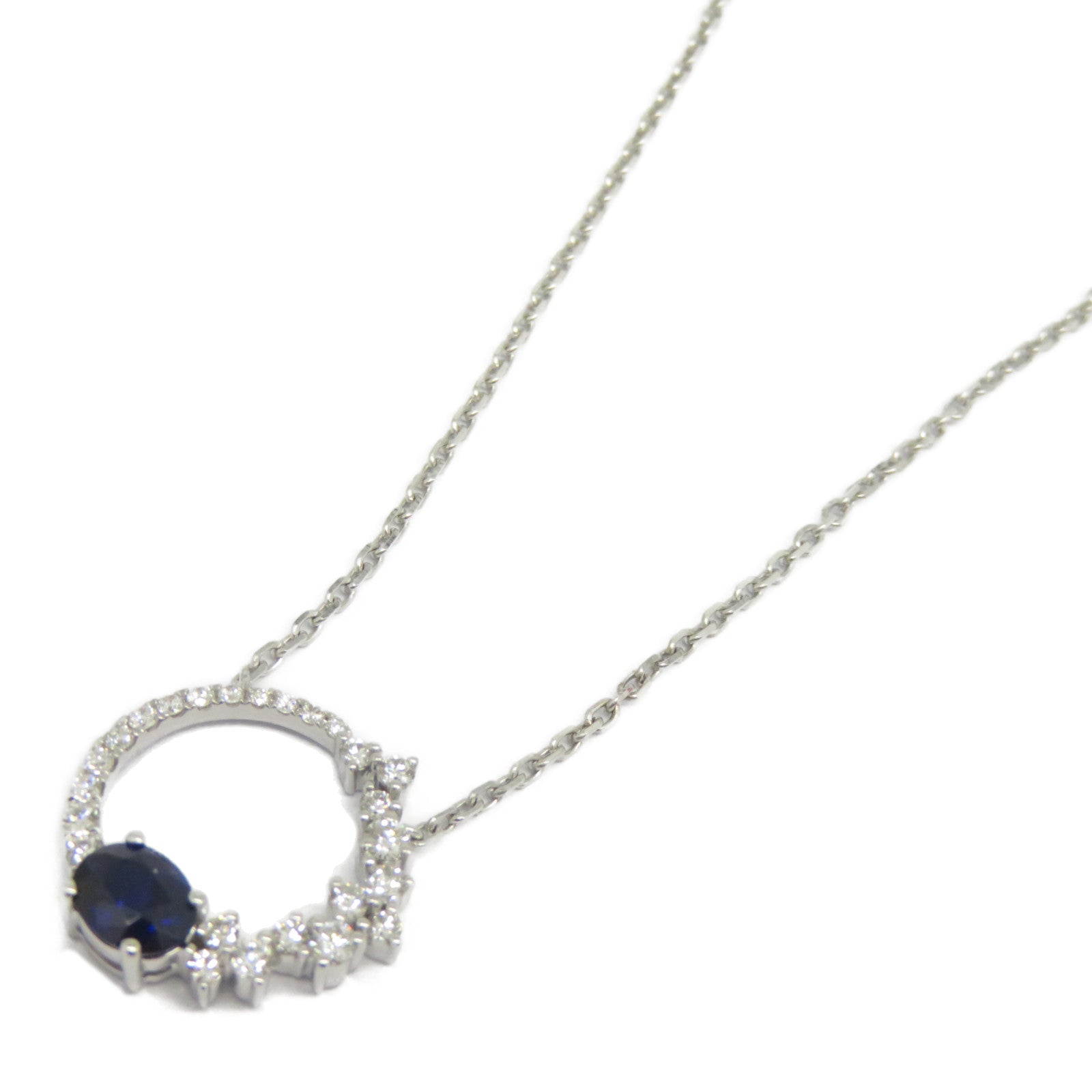 JEWELRY 【激減優惠】18K白金Sapphire Diamond Necklace 0.524ct藍寶石/0.27ct鑽石項鍊
