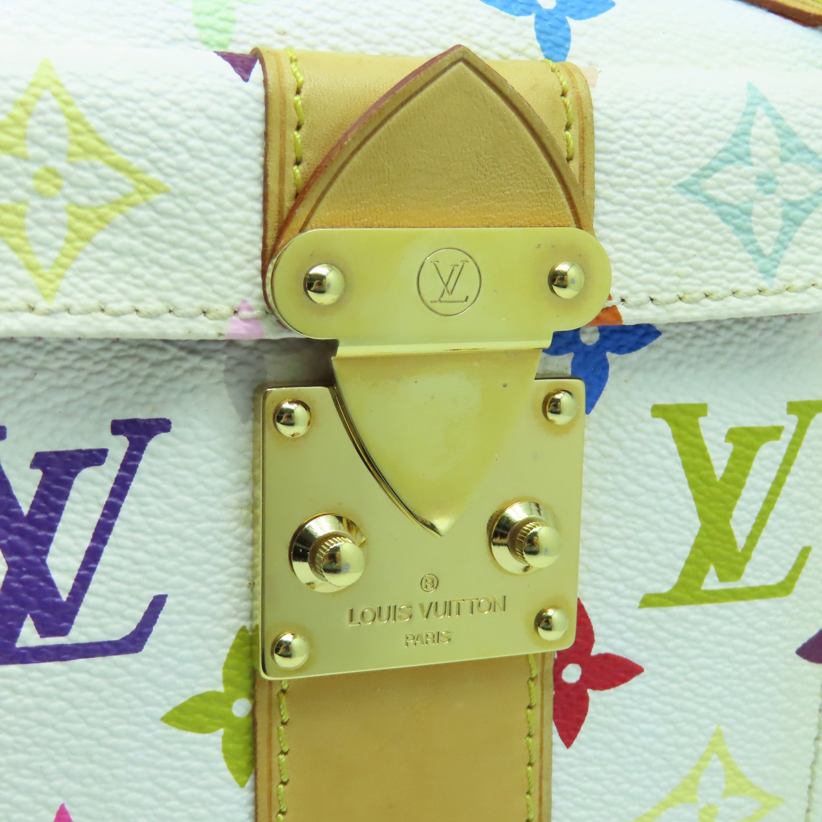 LOUIS VUITTON Monogram Multicolore Speedy 30金扣手挽袋白色
