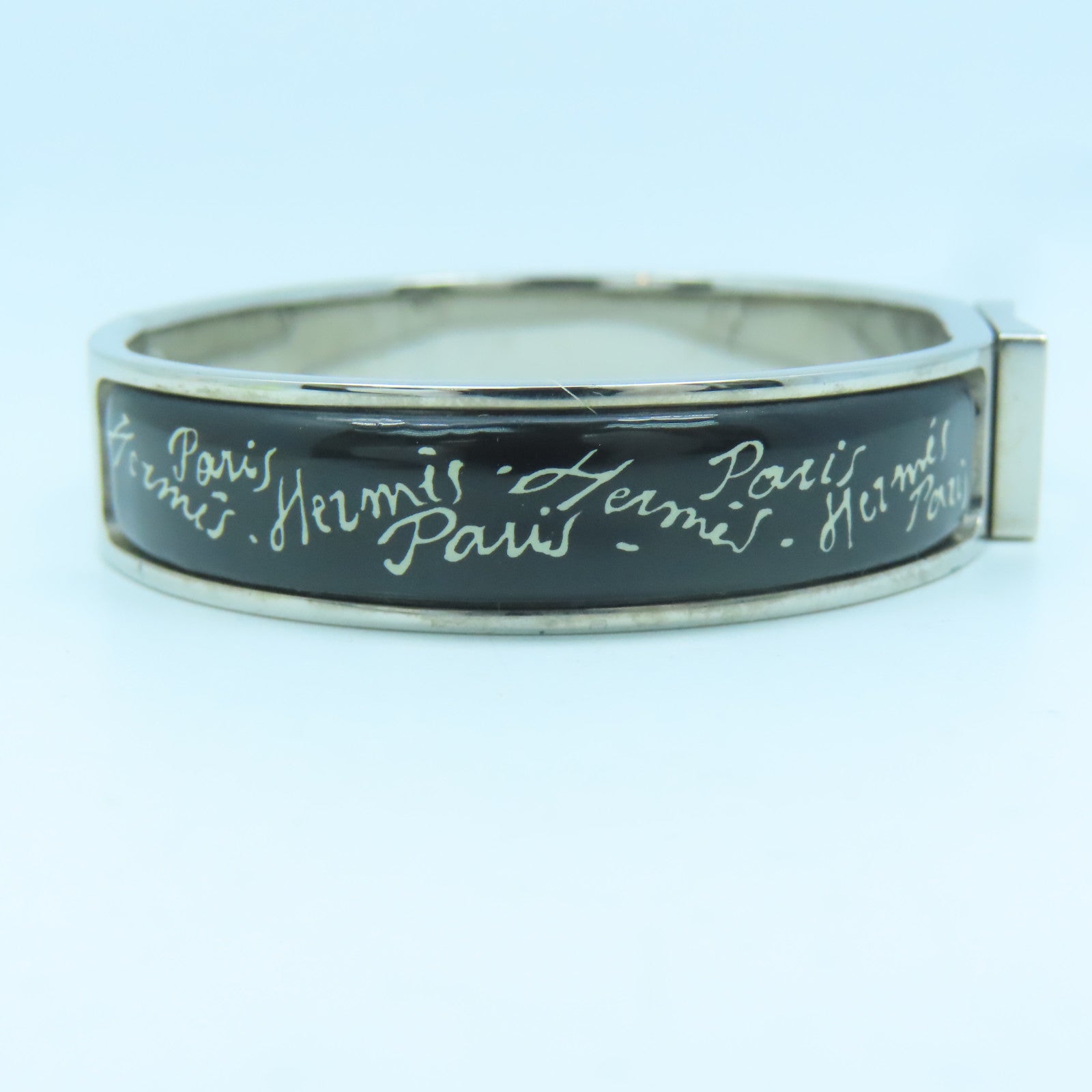 HERMES Metal Bangle Bangle Black Silver