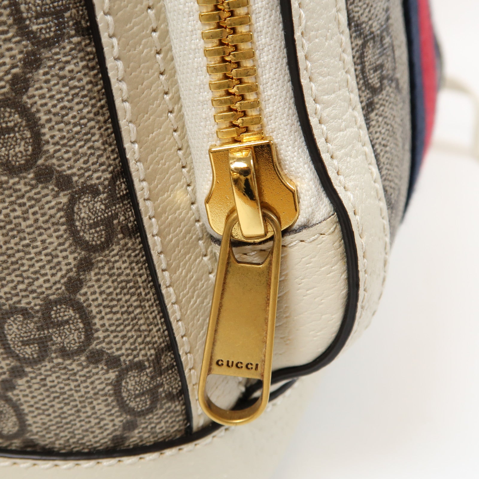GUCCI 塗層帆布/皮革Ophidia GG Supreme Backpack金扣背包啡色/白色