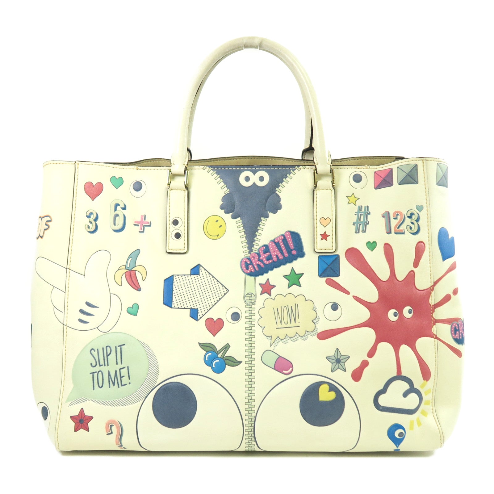 Anya Hindmarch 牛皮皮革Hand Bag金扣手挽袋彩色