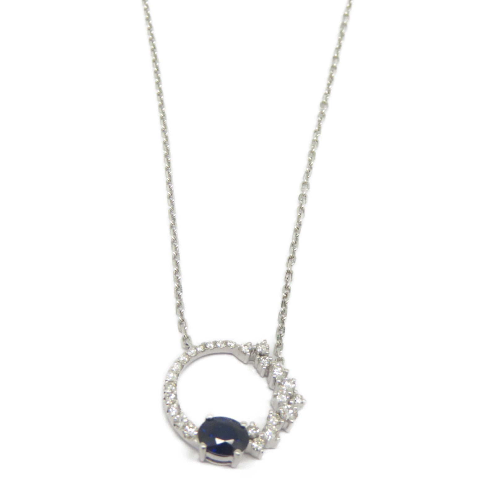 JEWELRY 【激減優惠】18K白金Sapphire Diamond Necklace 0.524ct藍寶石/0.27ct鑽石項鍊