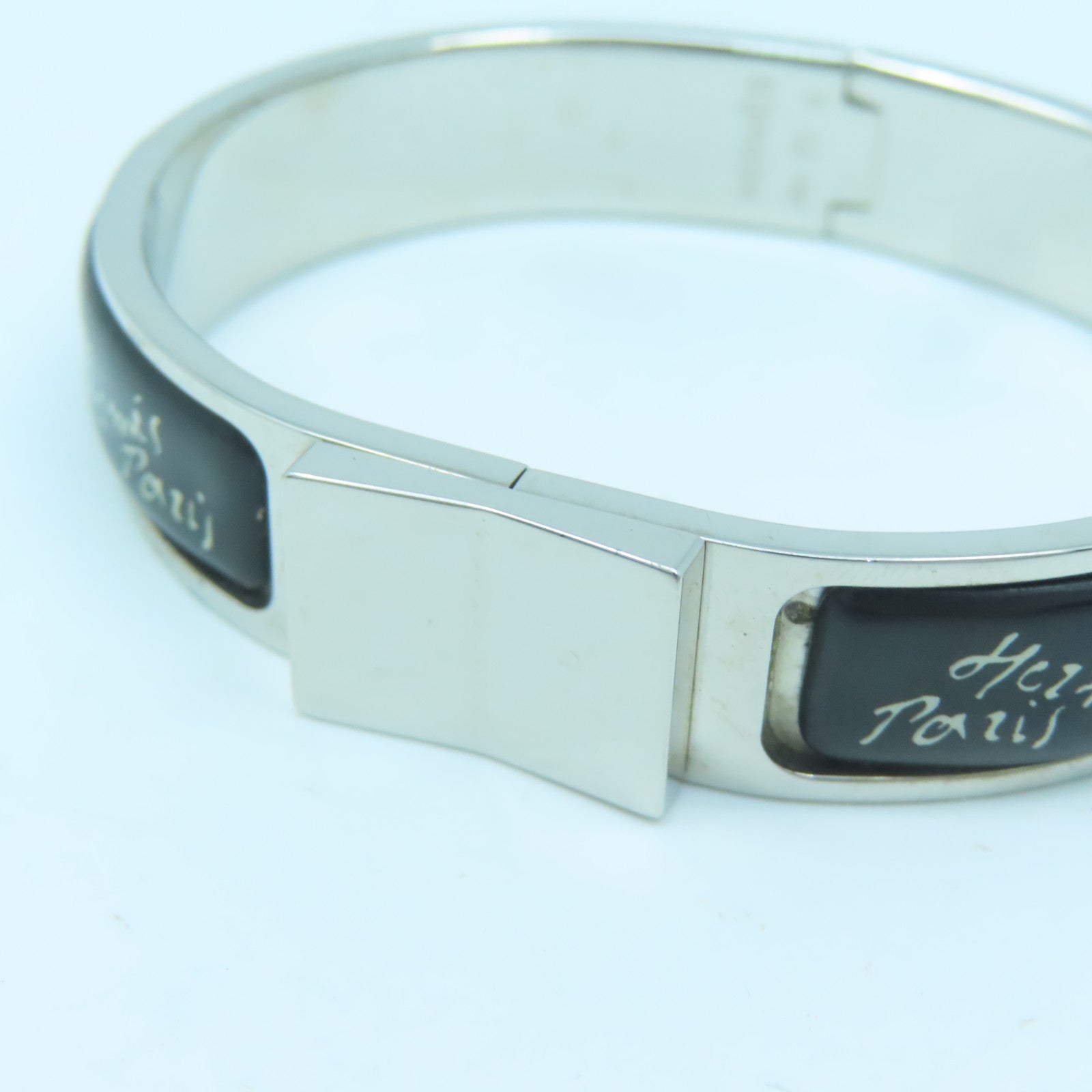 HERMES Metal Bangle Bangle Black Silver