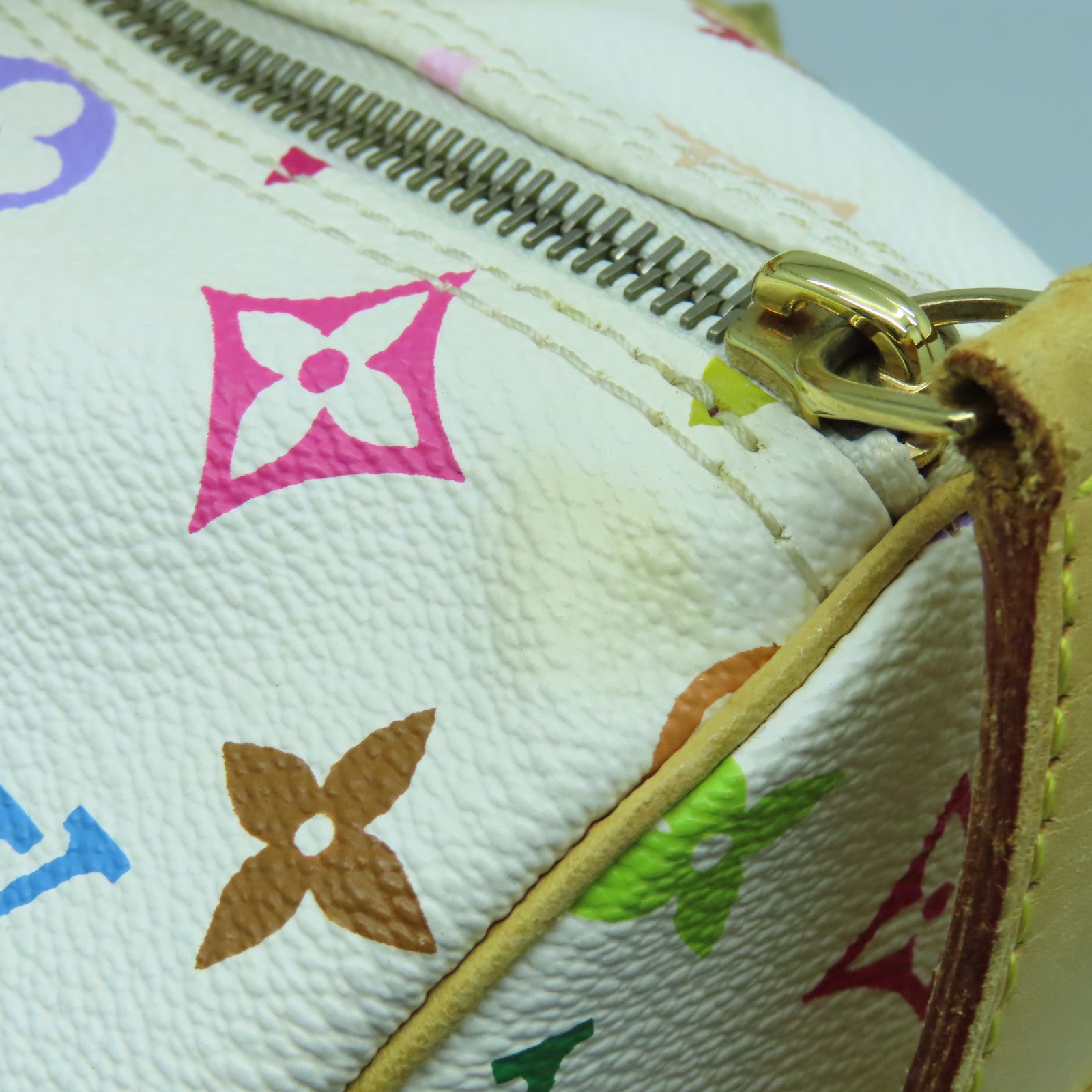 LOUIS VUITTON Monogram Multicolore Speedy 30金扣手挽袋白色
