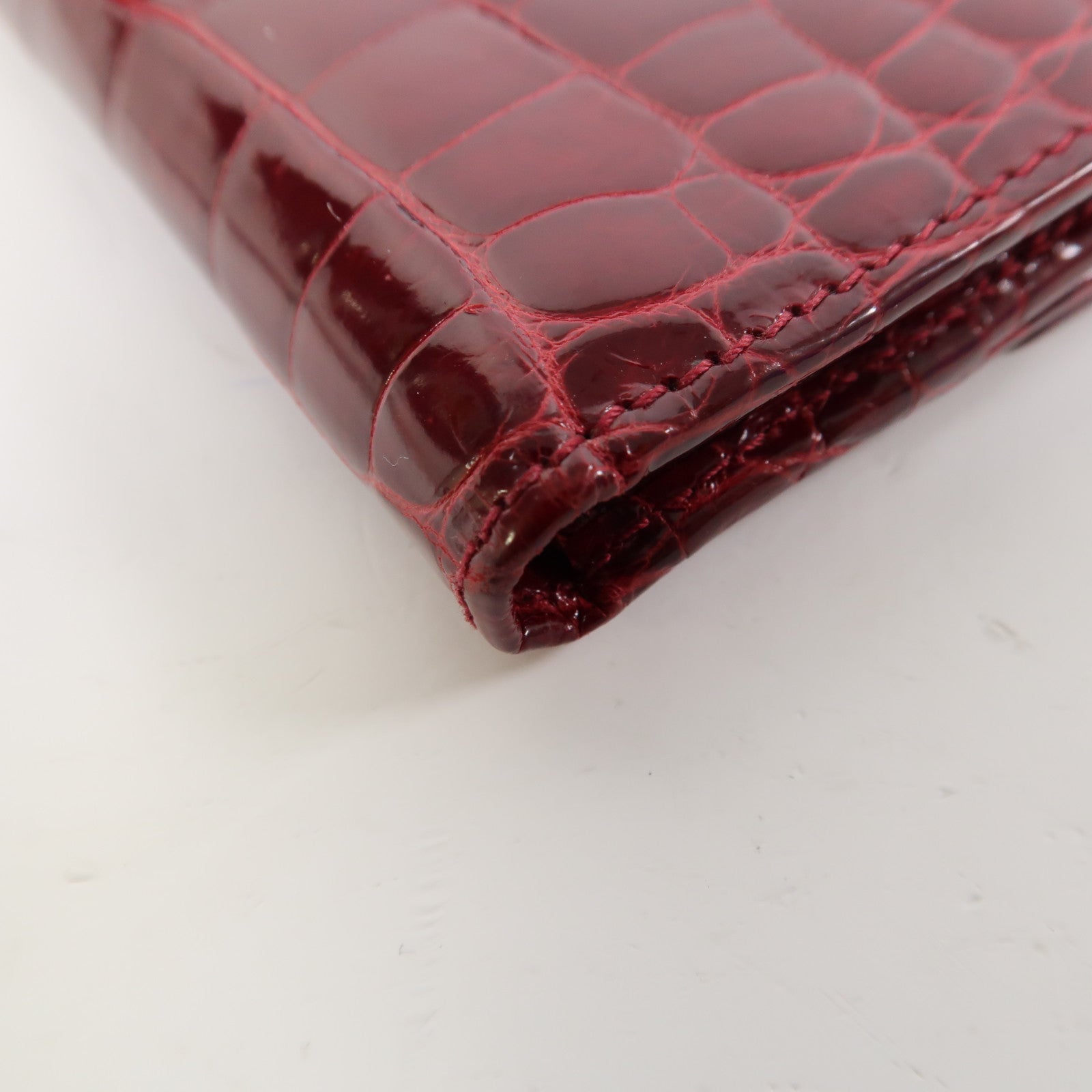 GUCCI 鱷魚皮革Wallet銀扣錢包紅色