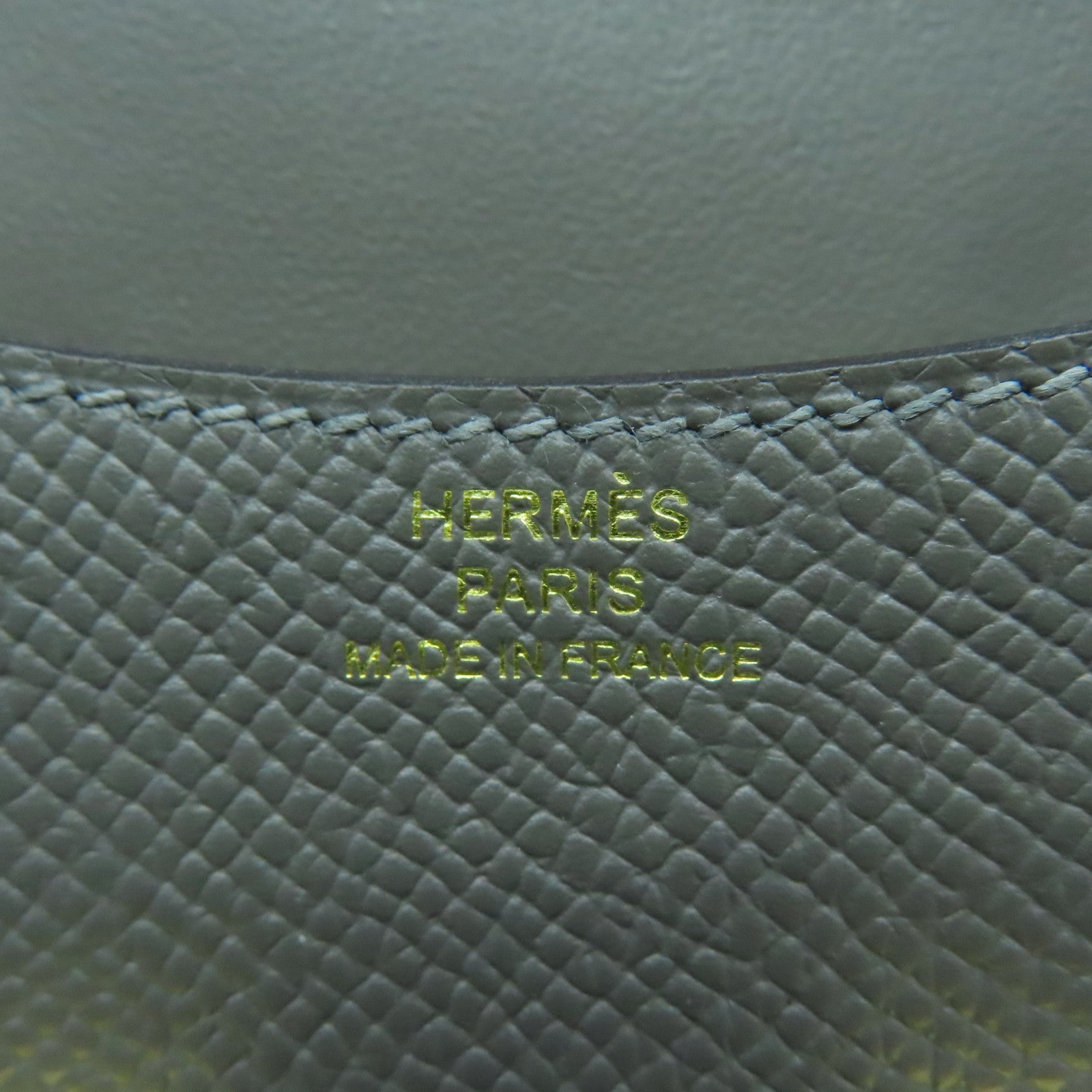 HERMES Epsom皮革Constance Slim金扣錢包積雨雲灰