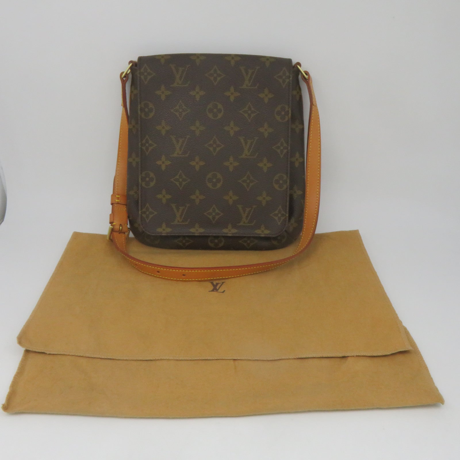 LOUIS VUITTON Monogram Musette Shoulder金扣肩背袋啡色
